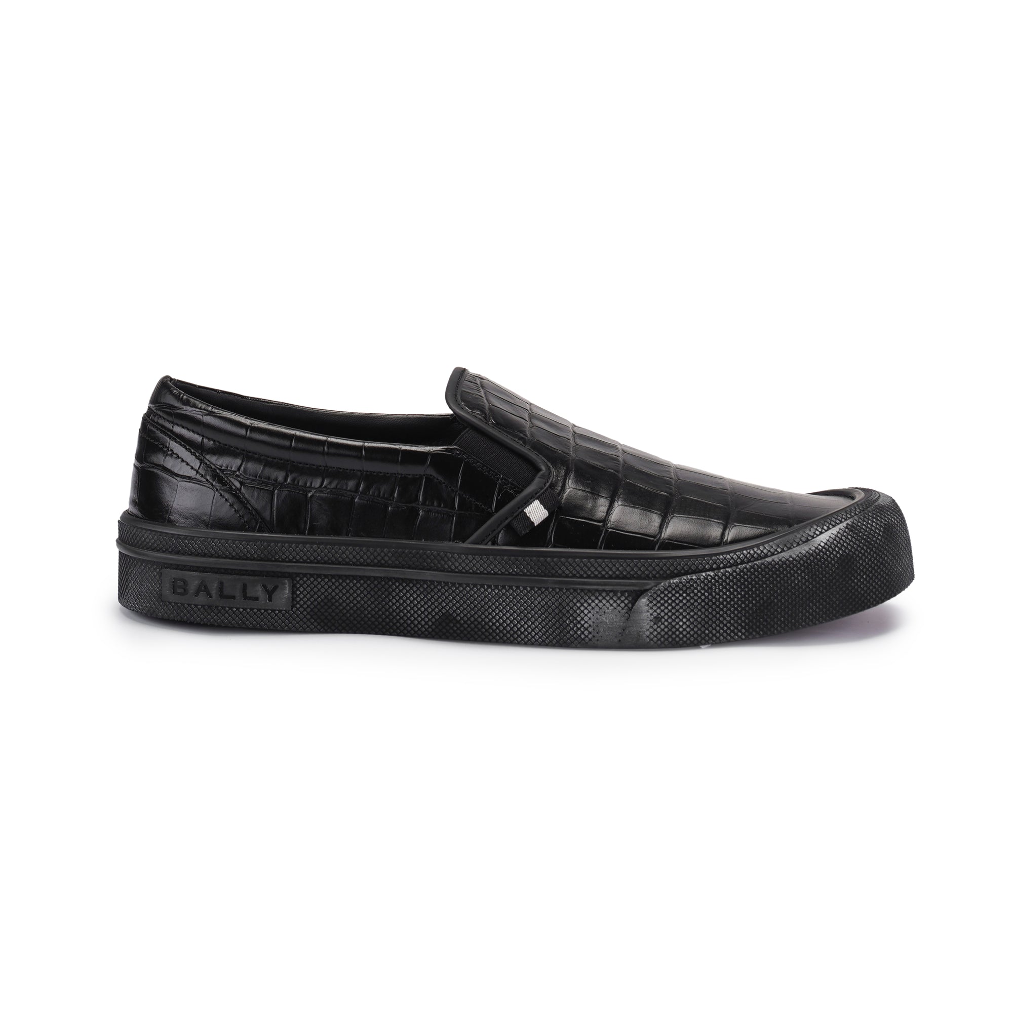 Bally Leory Croc Leather Slip On Sneakers