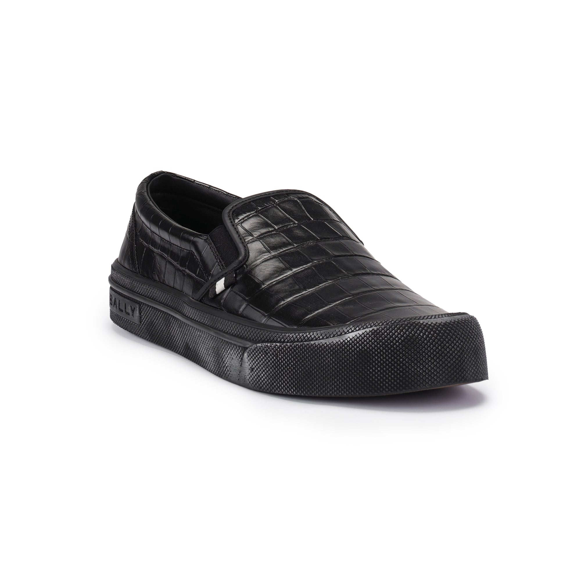 Bally Leory Croc Leather Slip On Sneakers