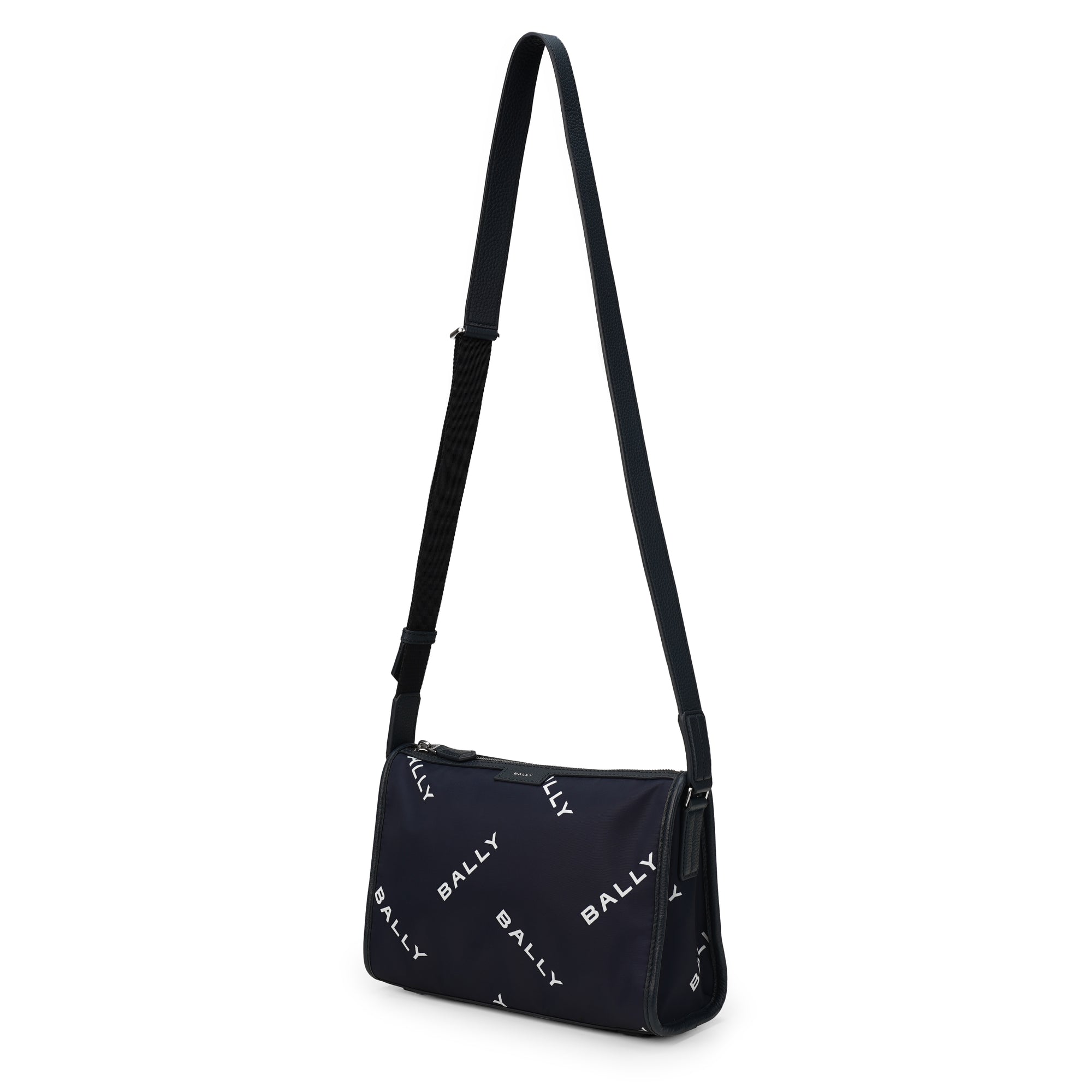 Code Logo Nylon Small Messenger Bag in Navy