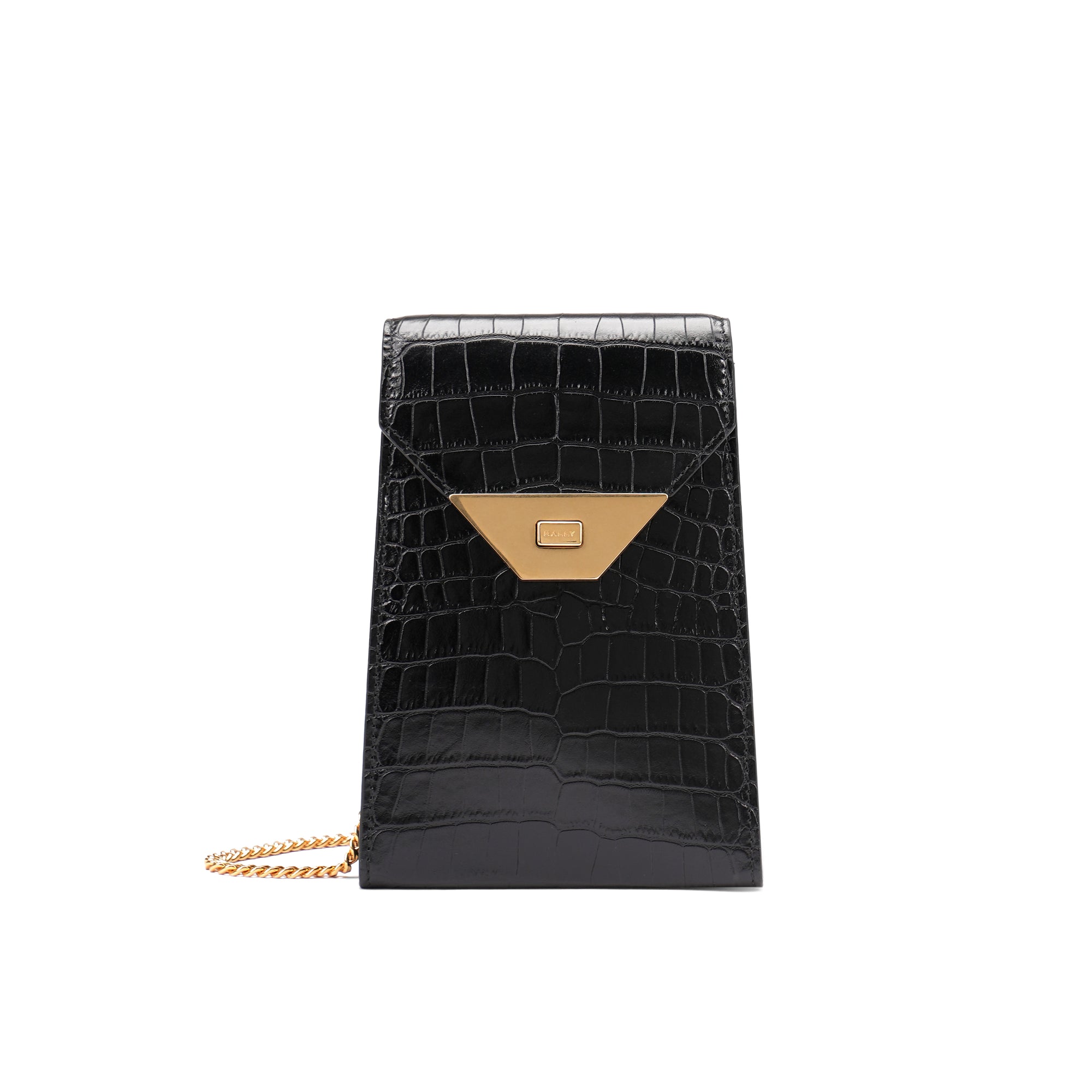 Bally Tilt Phone Bag in Crocodile Print Leather