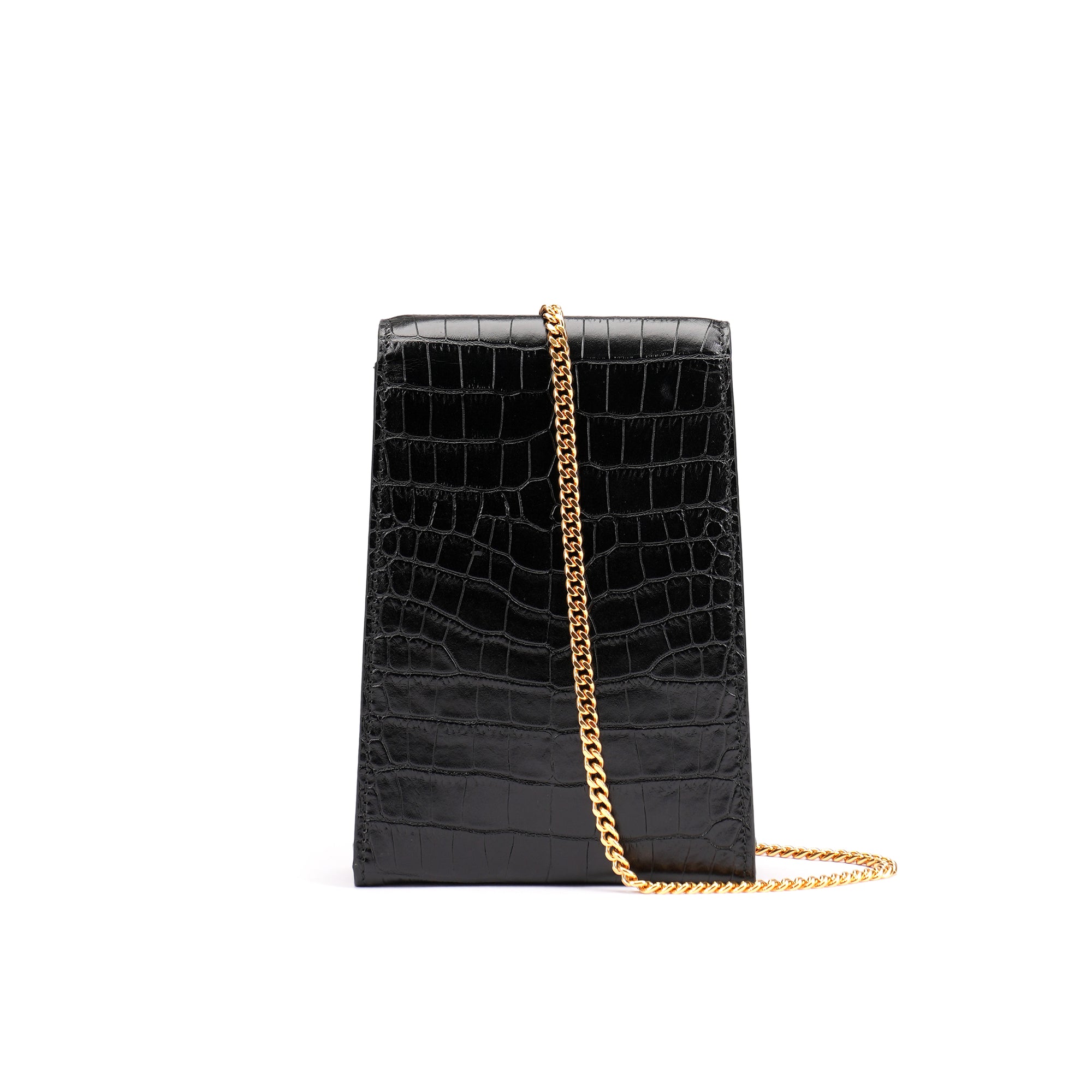 Bally Tilt Phone Bag in Crocodile Print Leather
