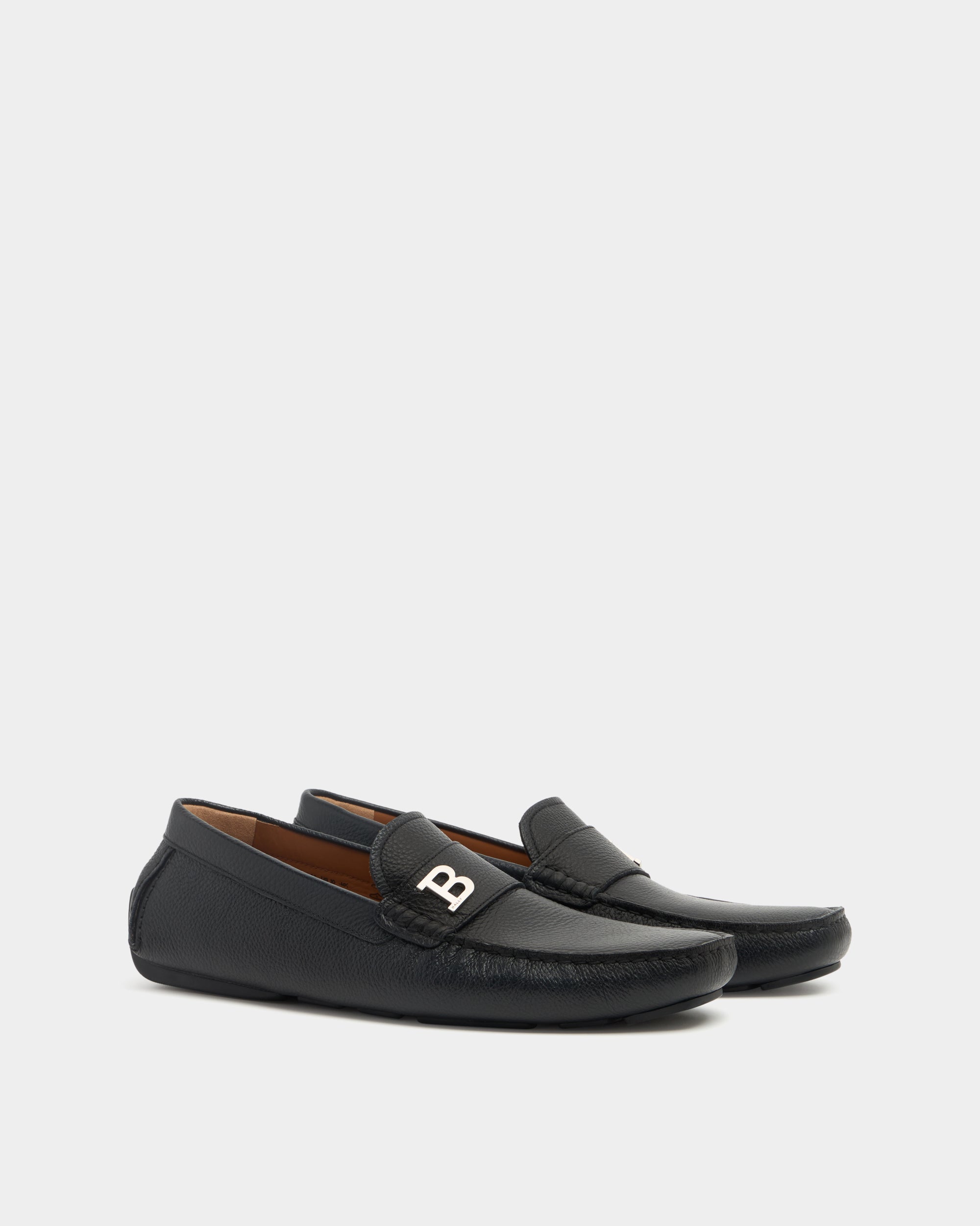 Bally Wolter.O Black Grained Calf Leather Driver Loafers Men\'s US 12 Italy Bally Wolter Buckle Driver in Grained Leather – Bally Outlet main image 2