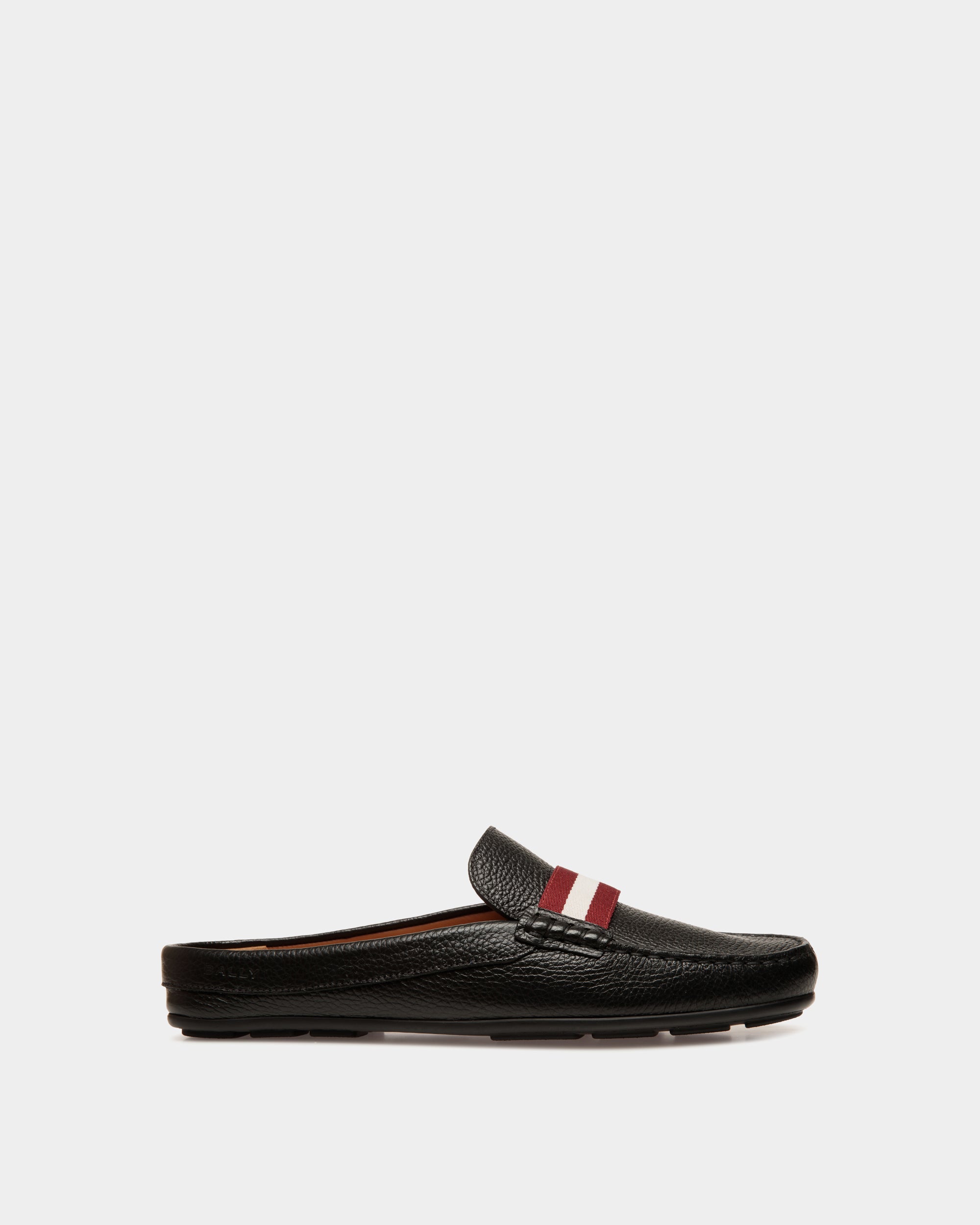 Bally Dark Brown Leather Loafers with Red & White Stripe Bally Round toe leather loafers with striped band | The  main image 2