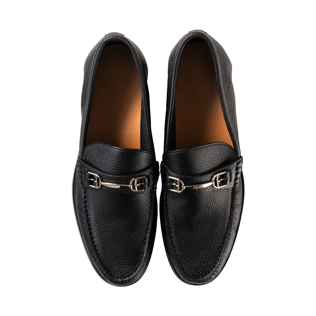 Bally Simpler-U Grained Leather Loafers-in-Black-2-Bally Outlet
