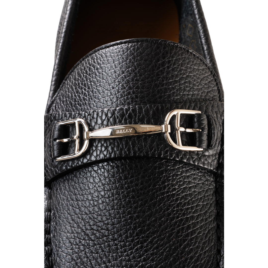 Bally Simpler-U Grained Leather Loafers-in-Black-3-Bally Outlet