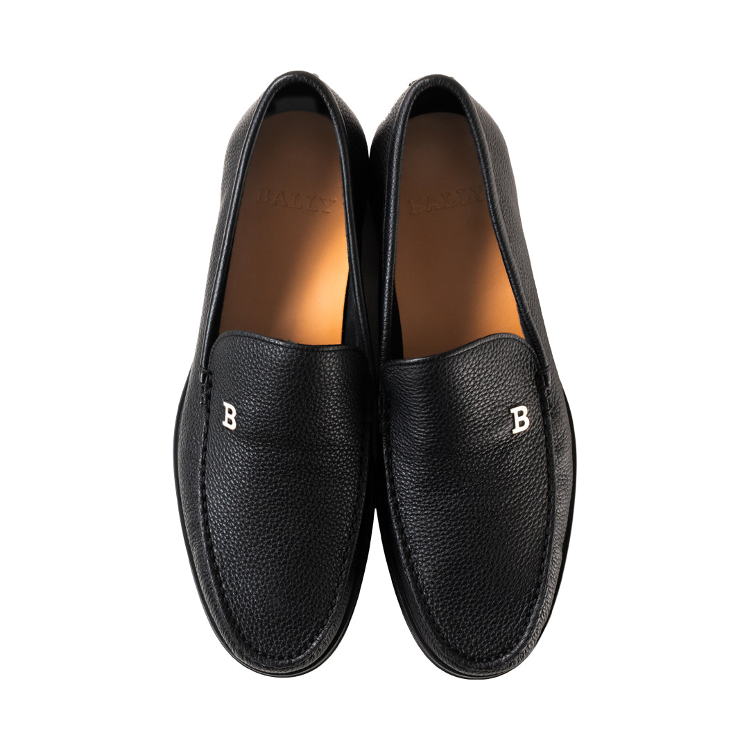 Bally Sistri-U Grained Leather Loafers-in-Black-2-Bally Outlet