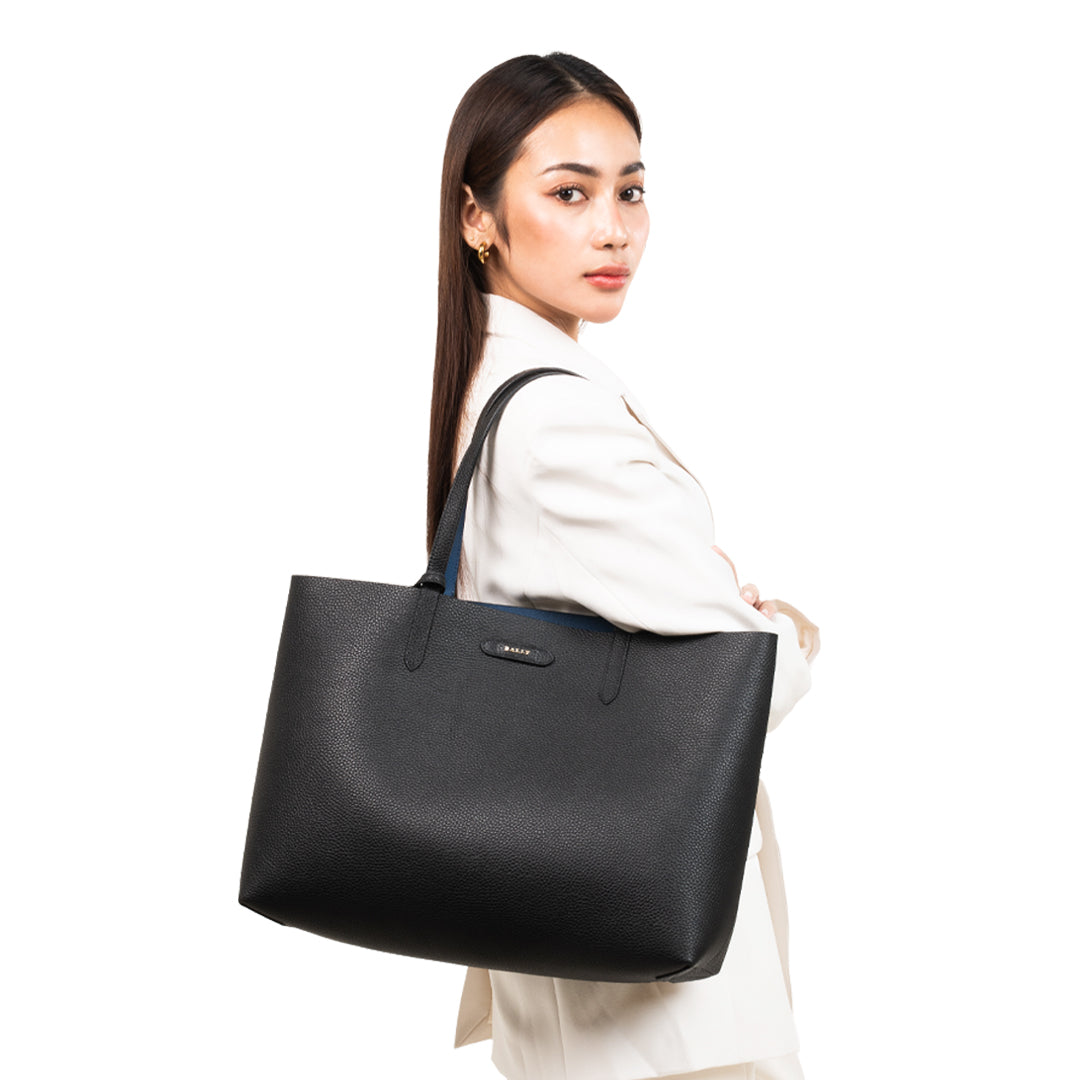 Bally Rory U Grained Leather Tote Bag-in-Black-2-Bally Outlet