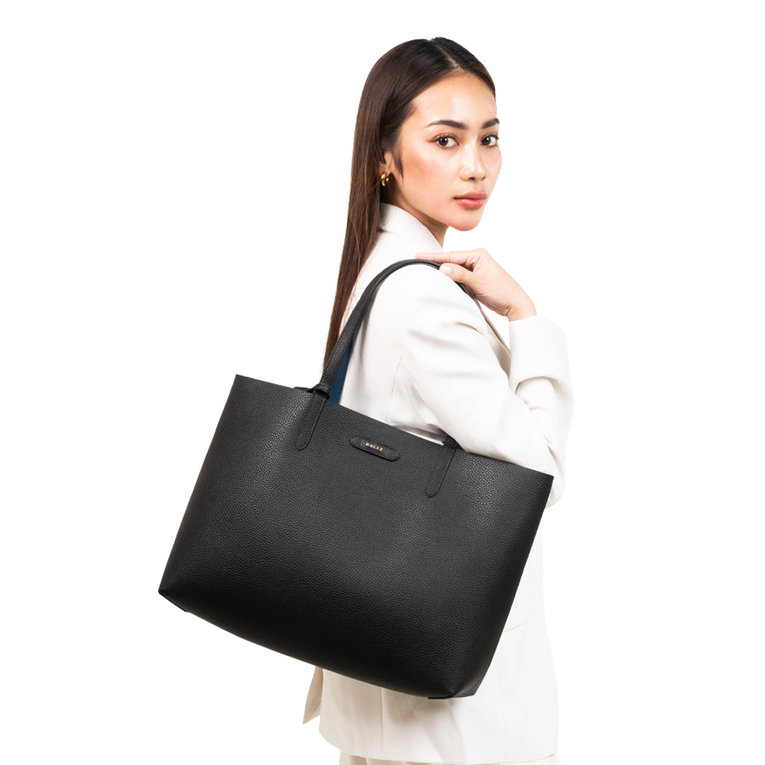 Bally Rory U Grained Leather Tote Bag-in-Black-4-Bally Outlet