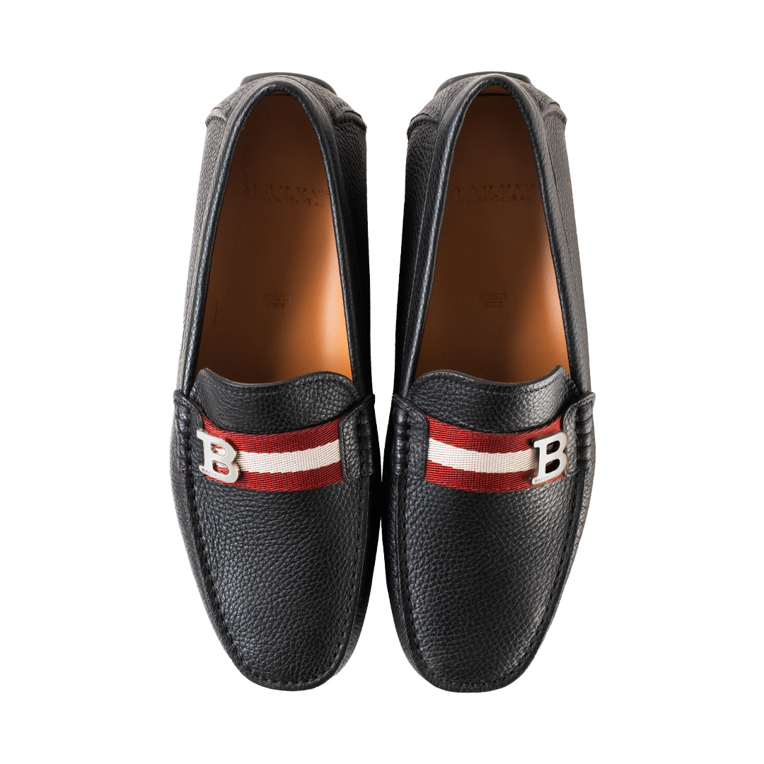 Bally William O Grained Leather Loafers-in-Black-2-Bally Outlet