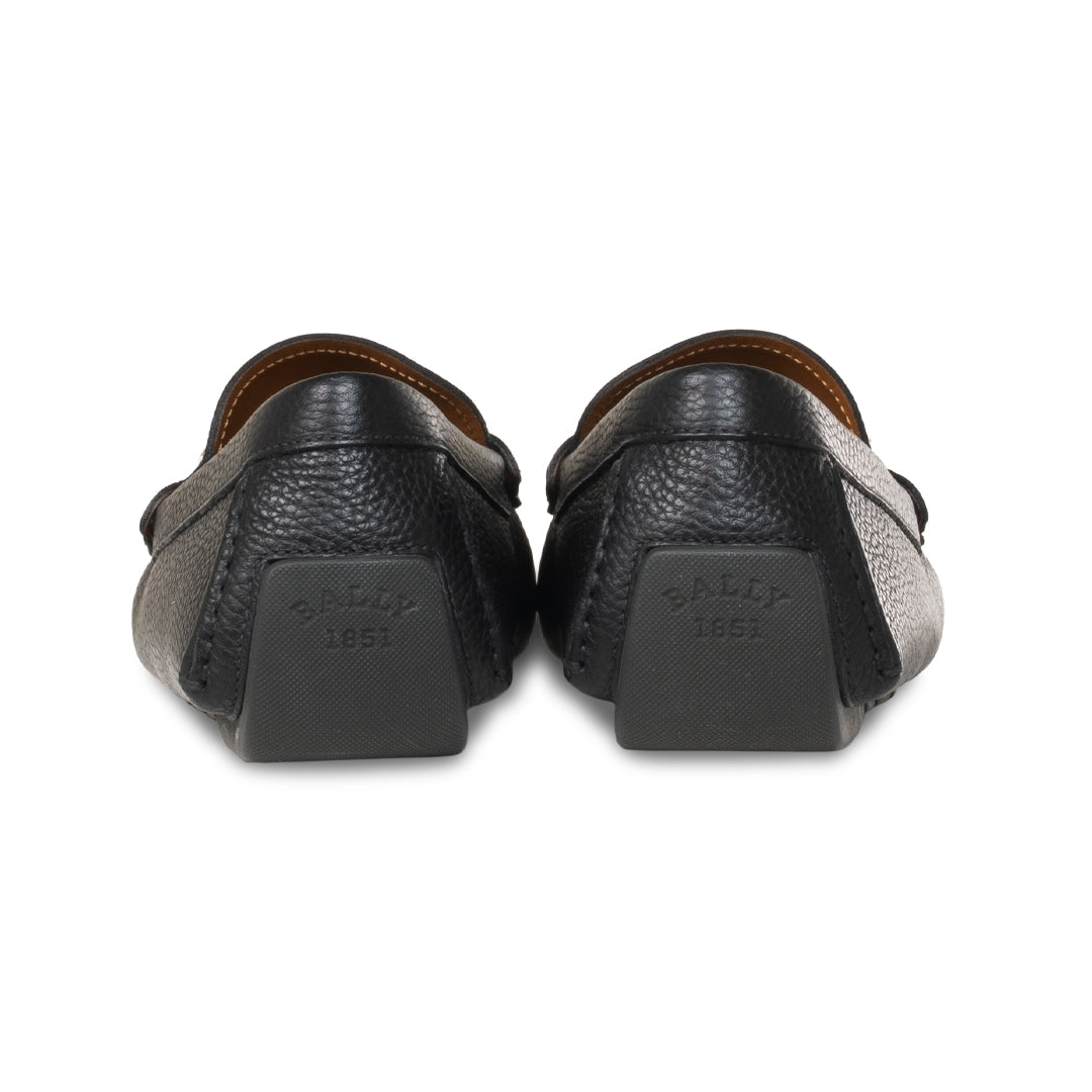 Bally William O Grained Leather Loafers-in-Black-3-Bally Outlet