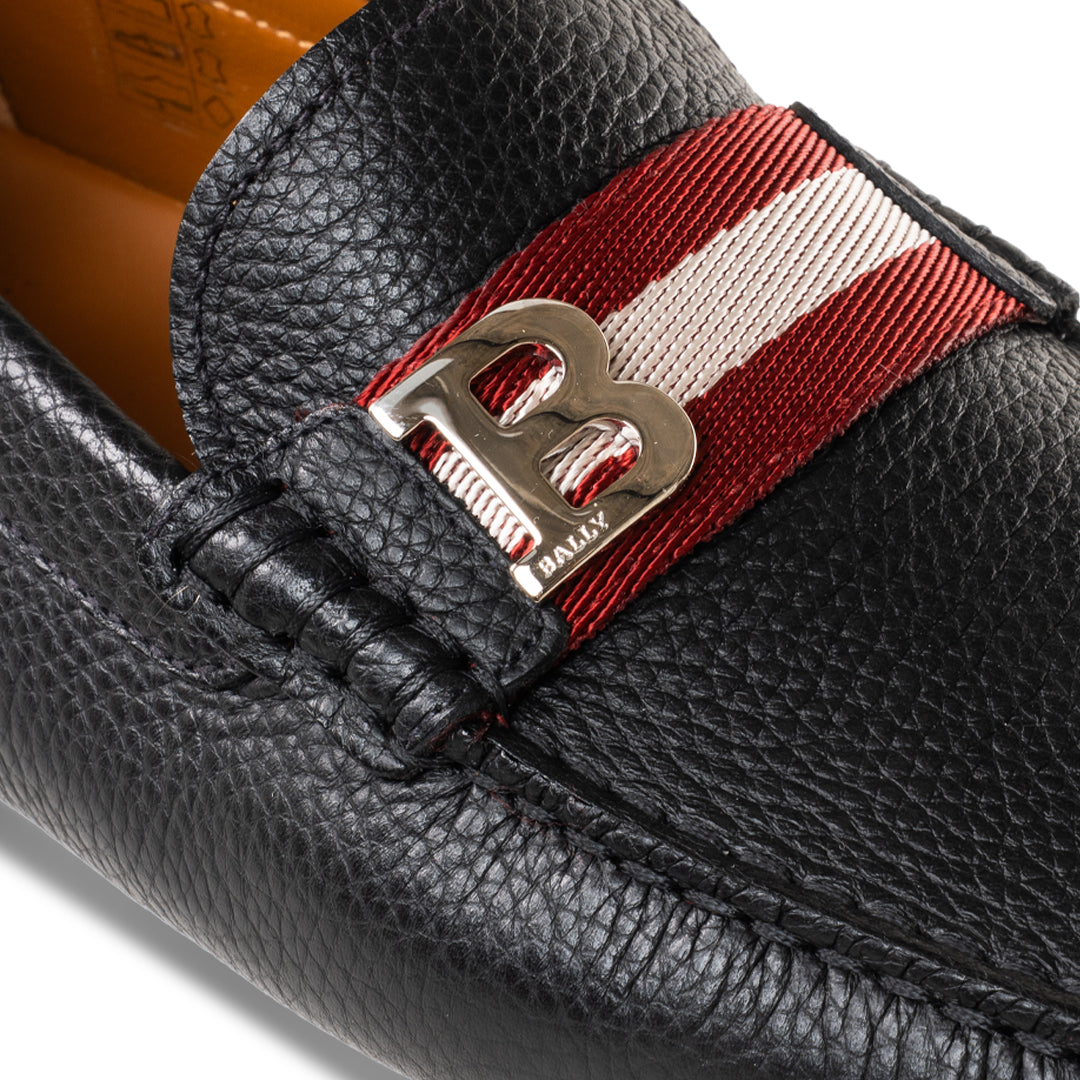 Bally William O Grained Leather Loafers-in-Black-4-Bally Outlet