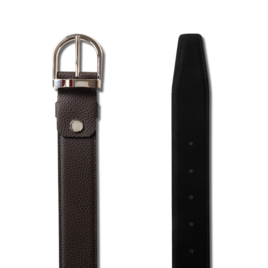 Bally Derkon 35mm Grained Leather Reversible Belt-in-Brown-2-Bally Outlet