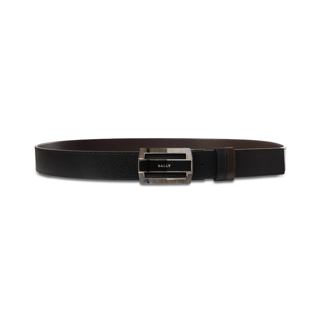 Bally Fabazia 35mm Grained Leather Belt-in-Black-1-Bally Outlet