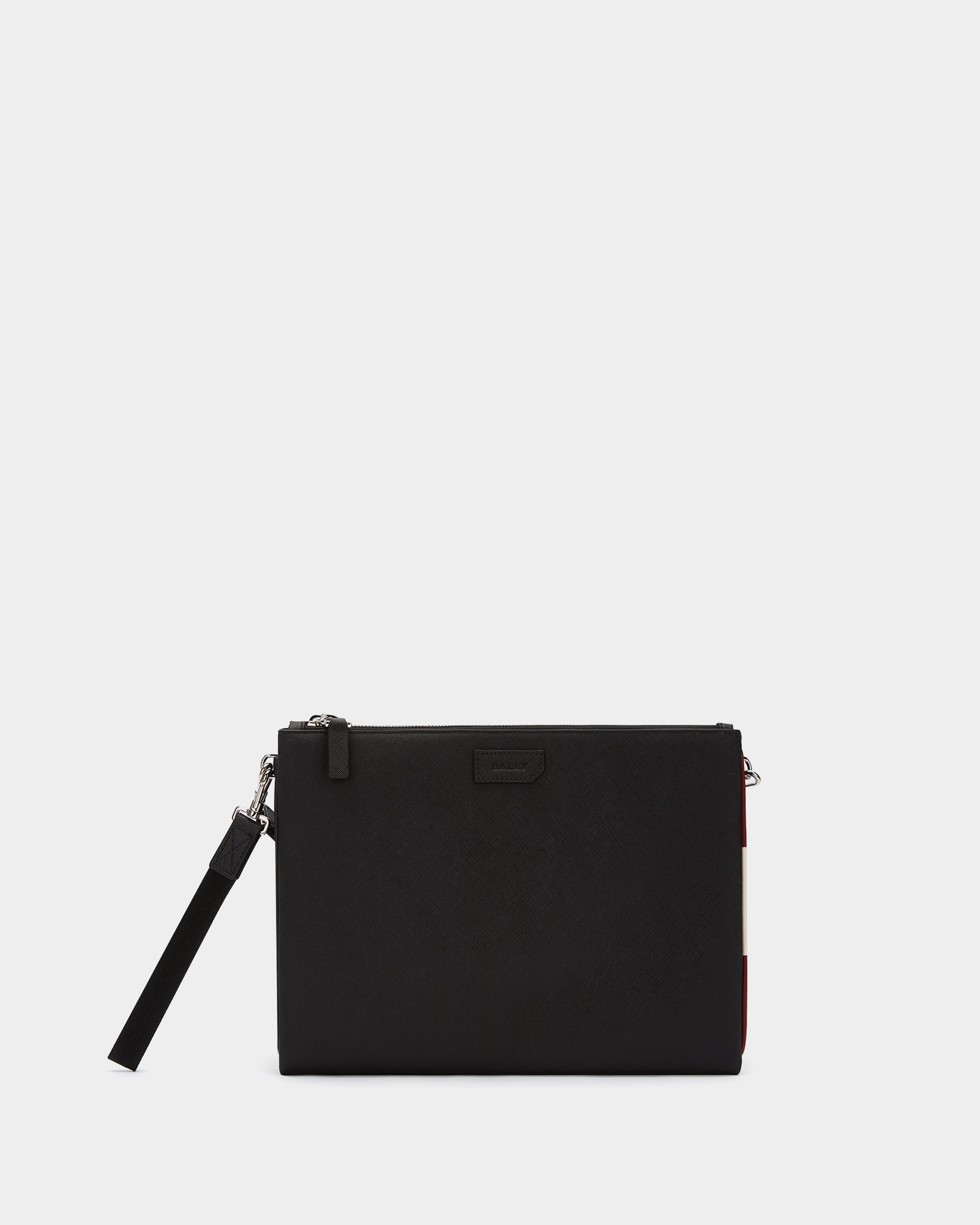 Bally Pouch in Black Embossed Leather-in-Black-1-Bally Outlet