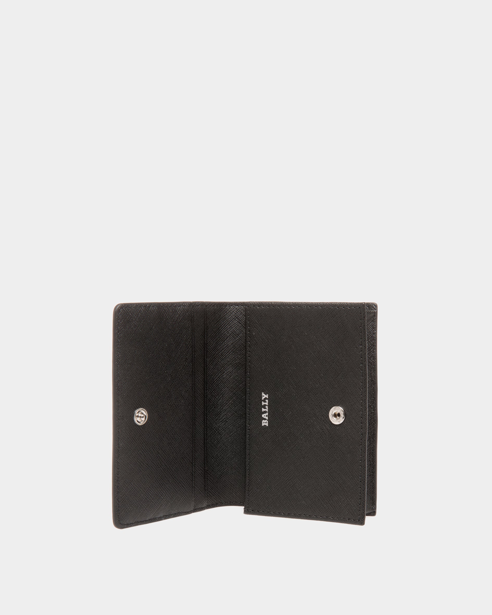 Bally Business Card Holder in Black Embossed Leather-in-Black-3-Bally Outlet
