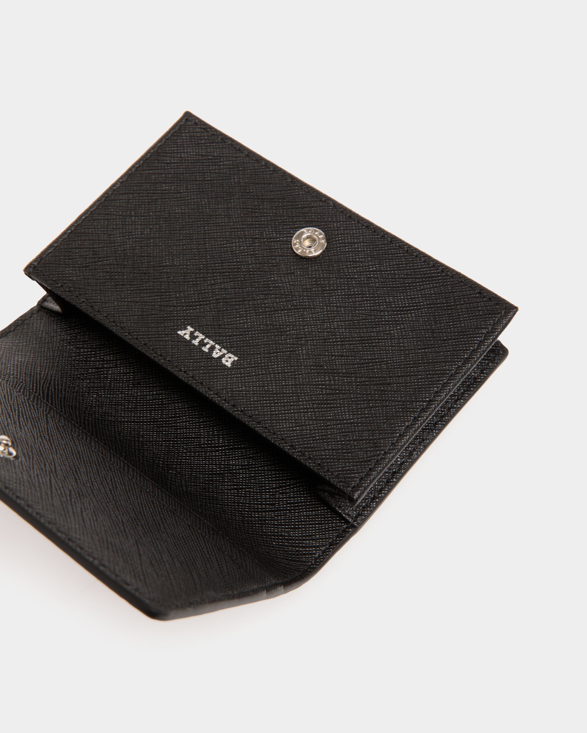 Bally Business Card Holder in Black Embossed Leather-in-Black-4-Bally Outlet