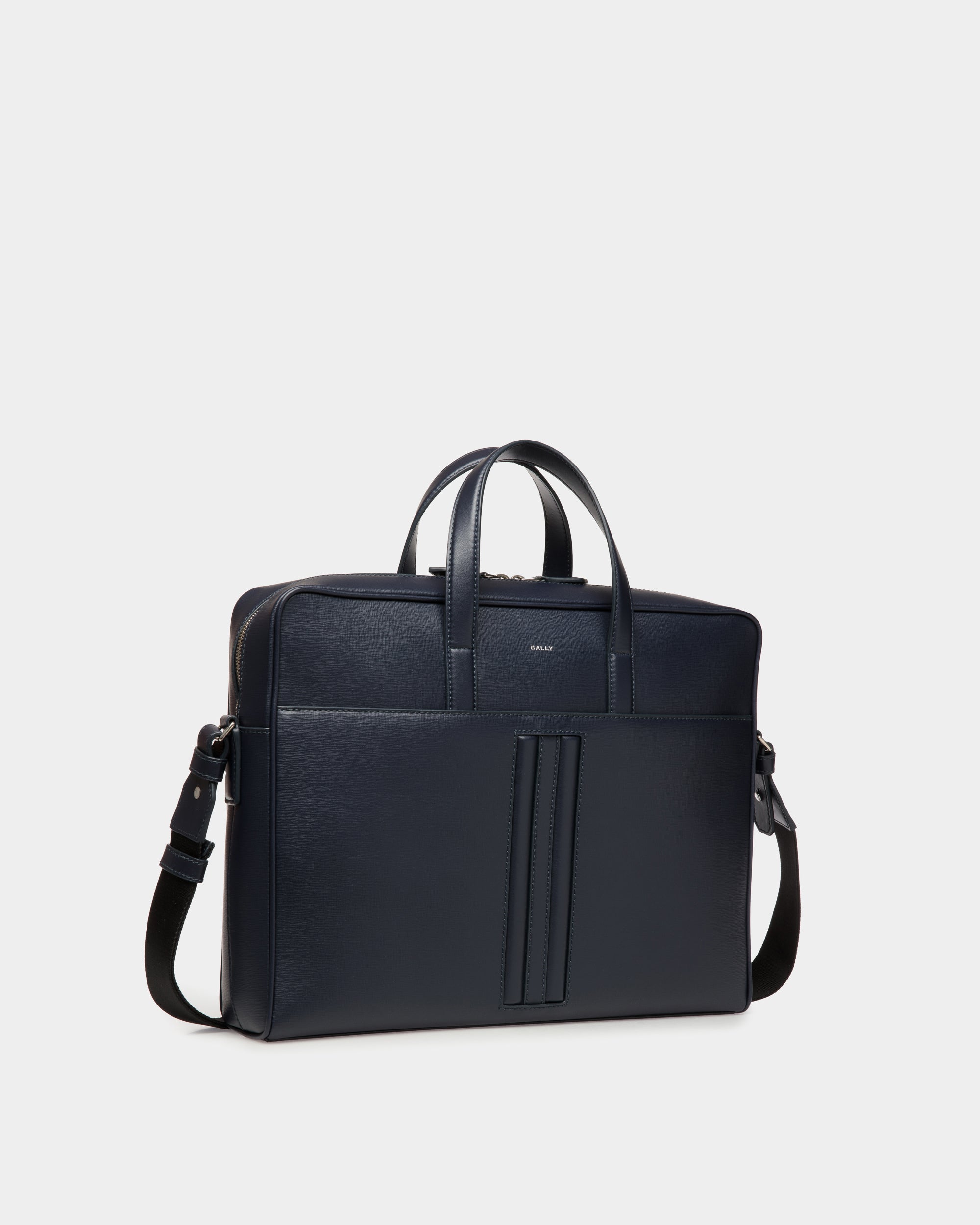 Bally Mythos Briefcase in Recycled Leather-in-Navy-3-Bally Outlet