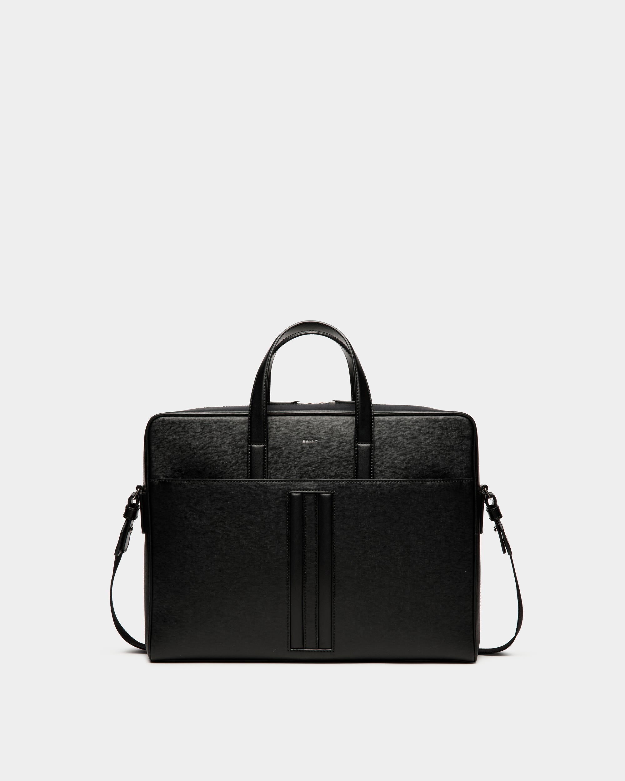 Bally Mythos Briefcase In Recycled Leather-in-Black-1-Bally Outlet