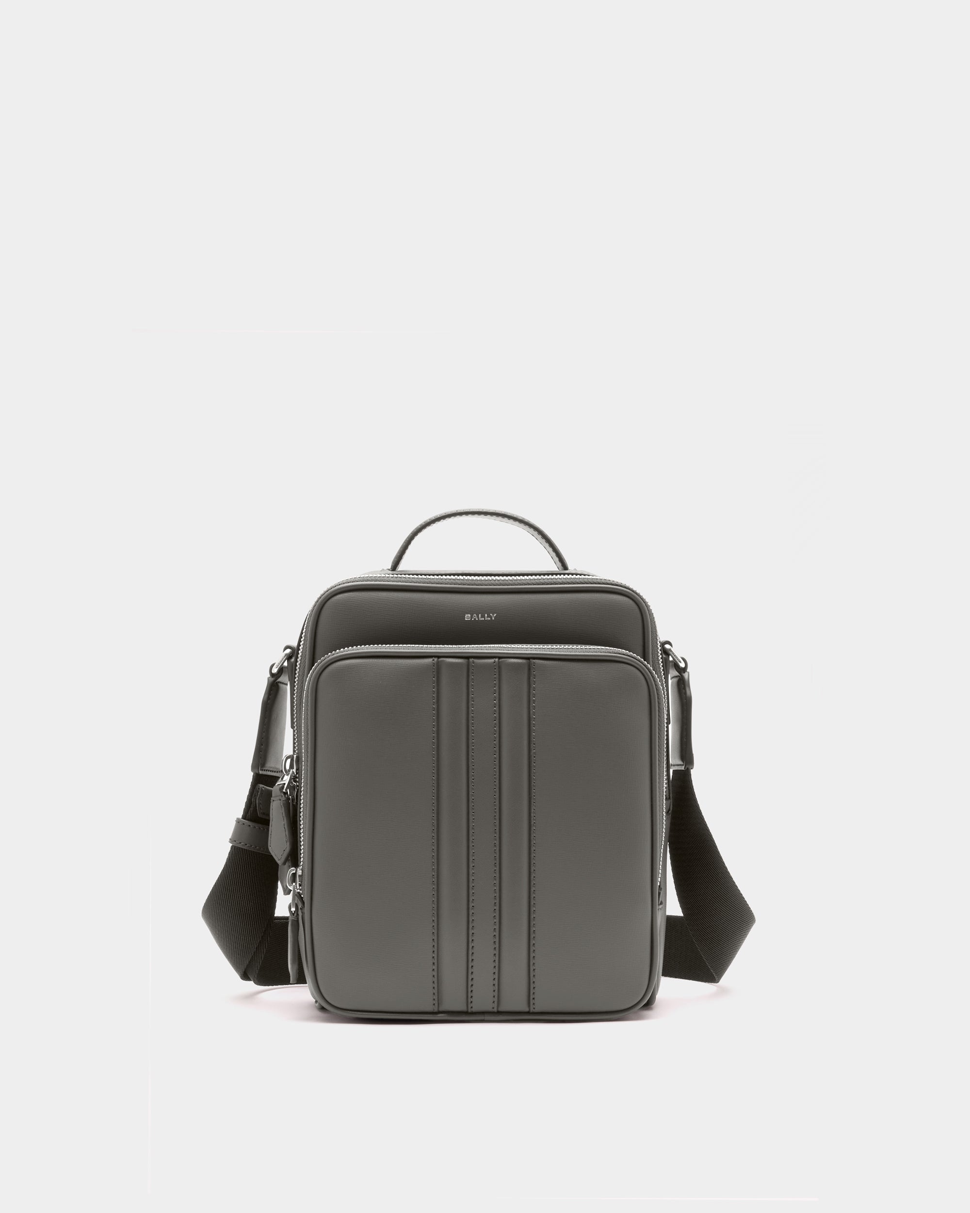 Bally Mythos Crossbody Bag in Grey Recycled Leather-in-Grey-1-Bally Outlet