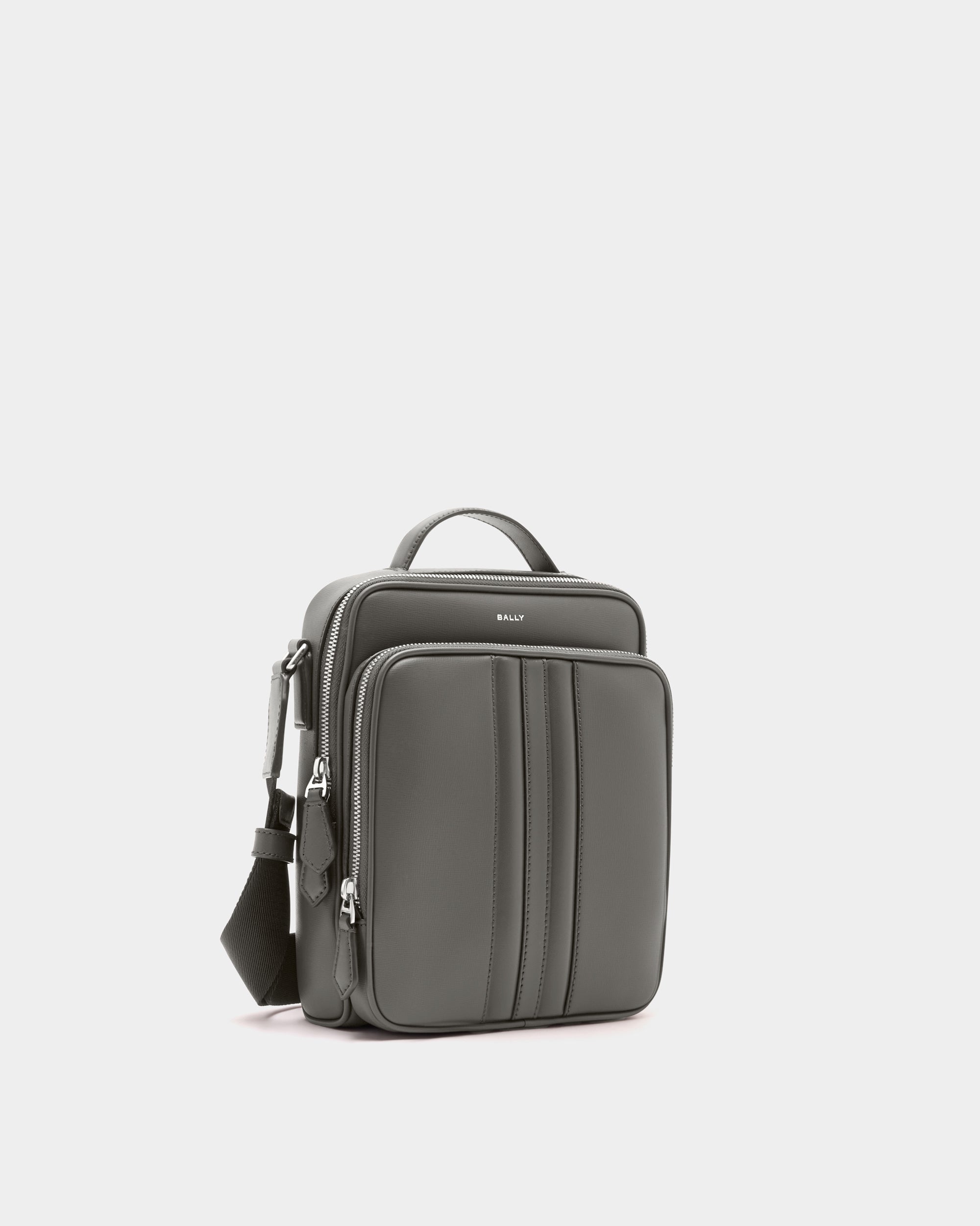 Bally Mythos Crossbody Bag in Grey Recycled Leather-in-Grey-3-Bally Outlet