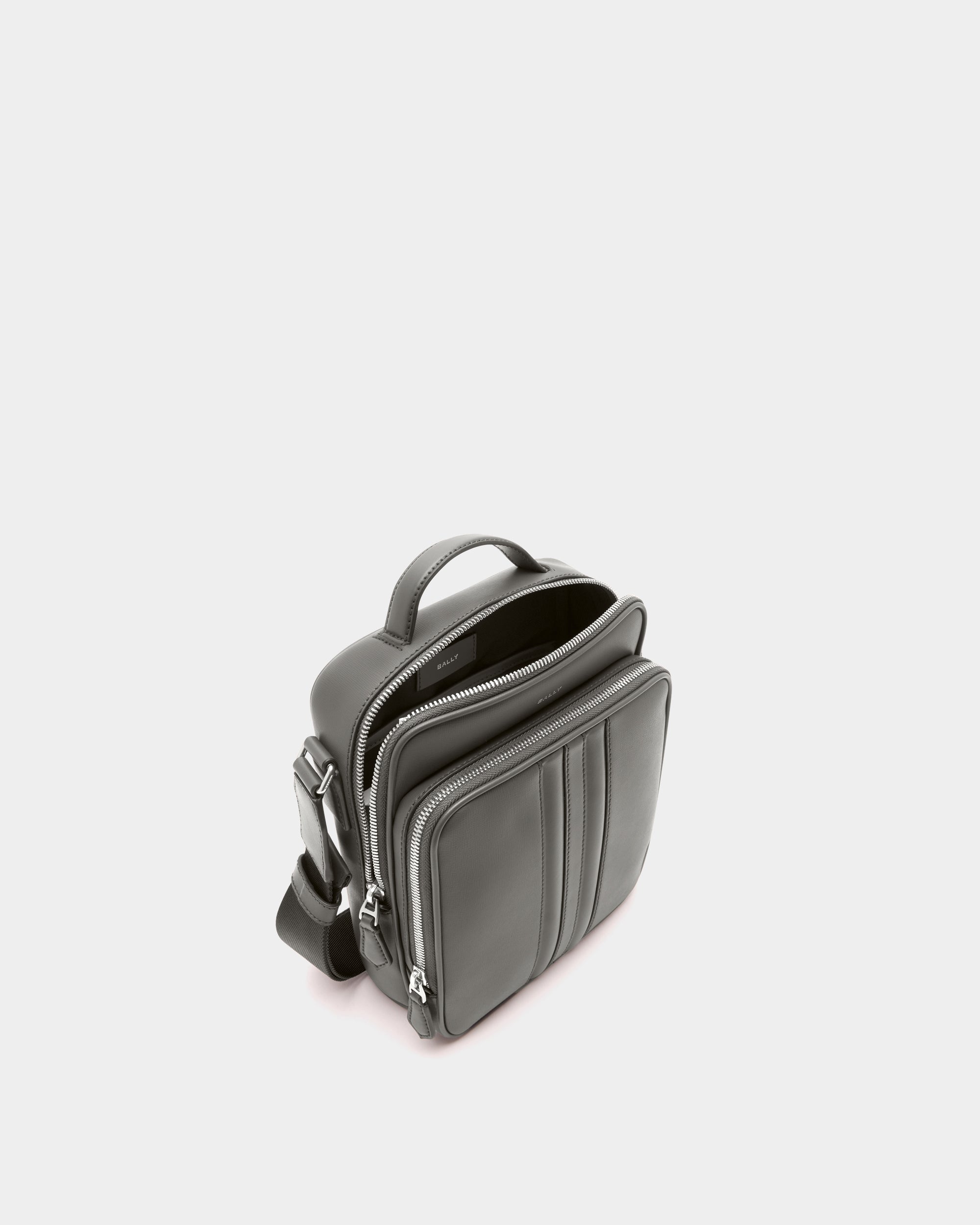 Bally Mythos Crossbody Bag in Grey Recycled Leather-in-Grey-4-Bally Outlet