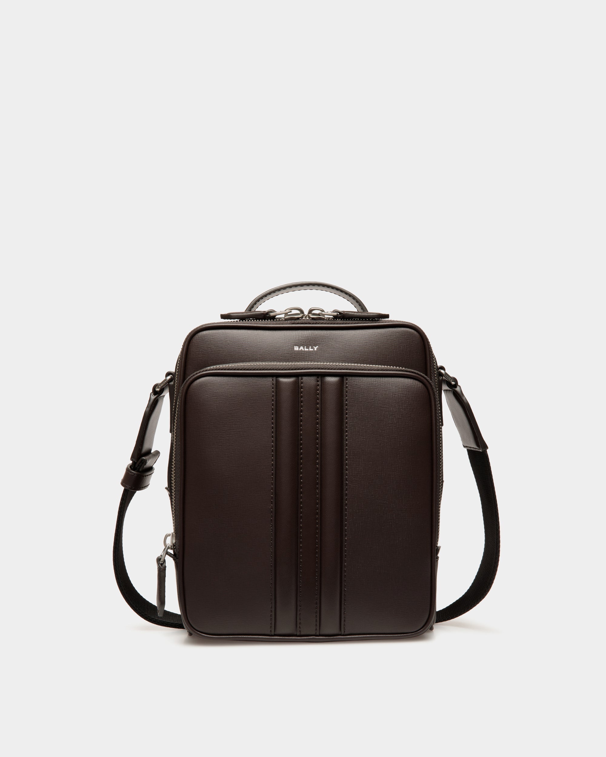 Bally Mythos Crossbody Bag in Ebano Recycled Leather-in-Brown-1-Bally Outlet