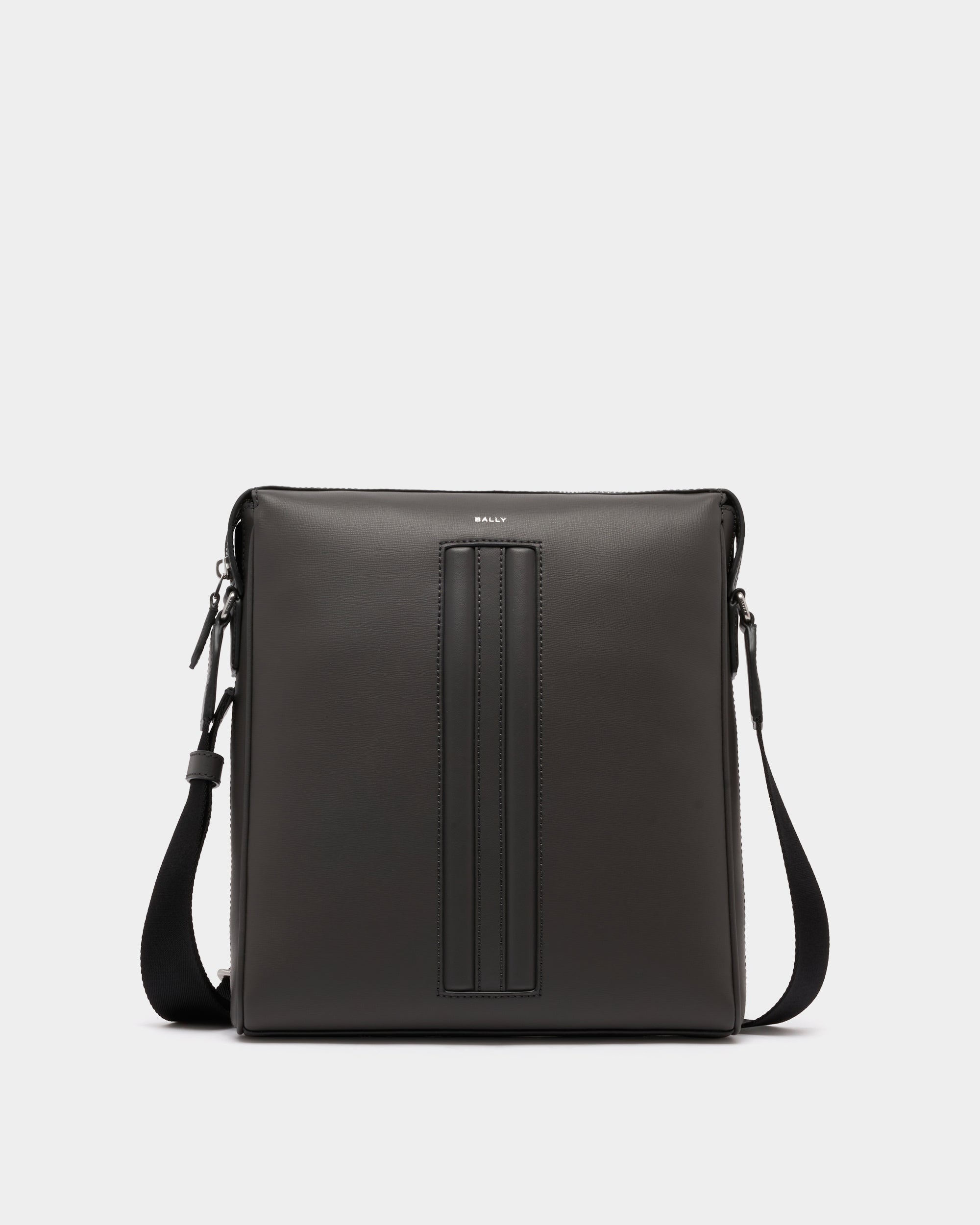 Bally Mythos Crossbody Bag in Grey Recycled Leather-in-Grey-1-Bally Outlet