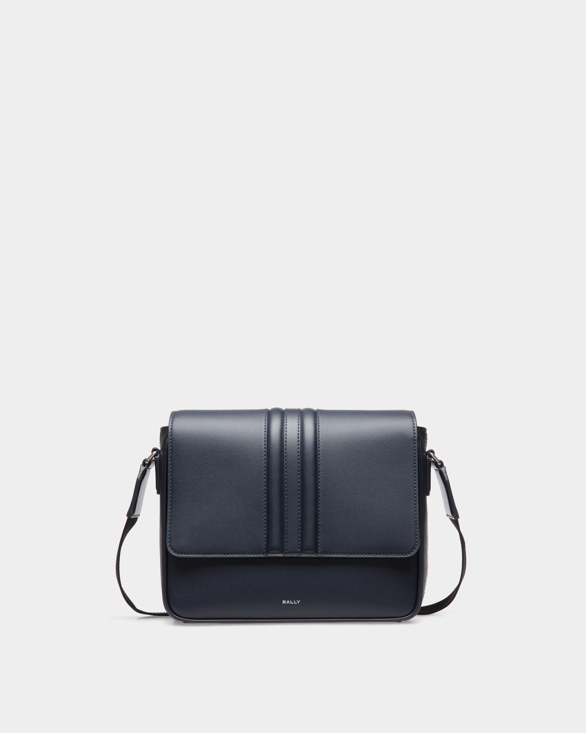 Bally Mythos Crossbody Bag in Navy Blue Recycled Leather-in-Navy Blue-1-Bally Outlet