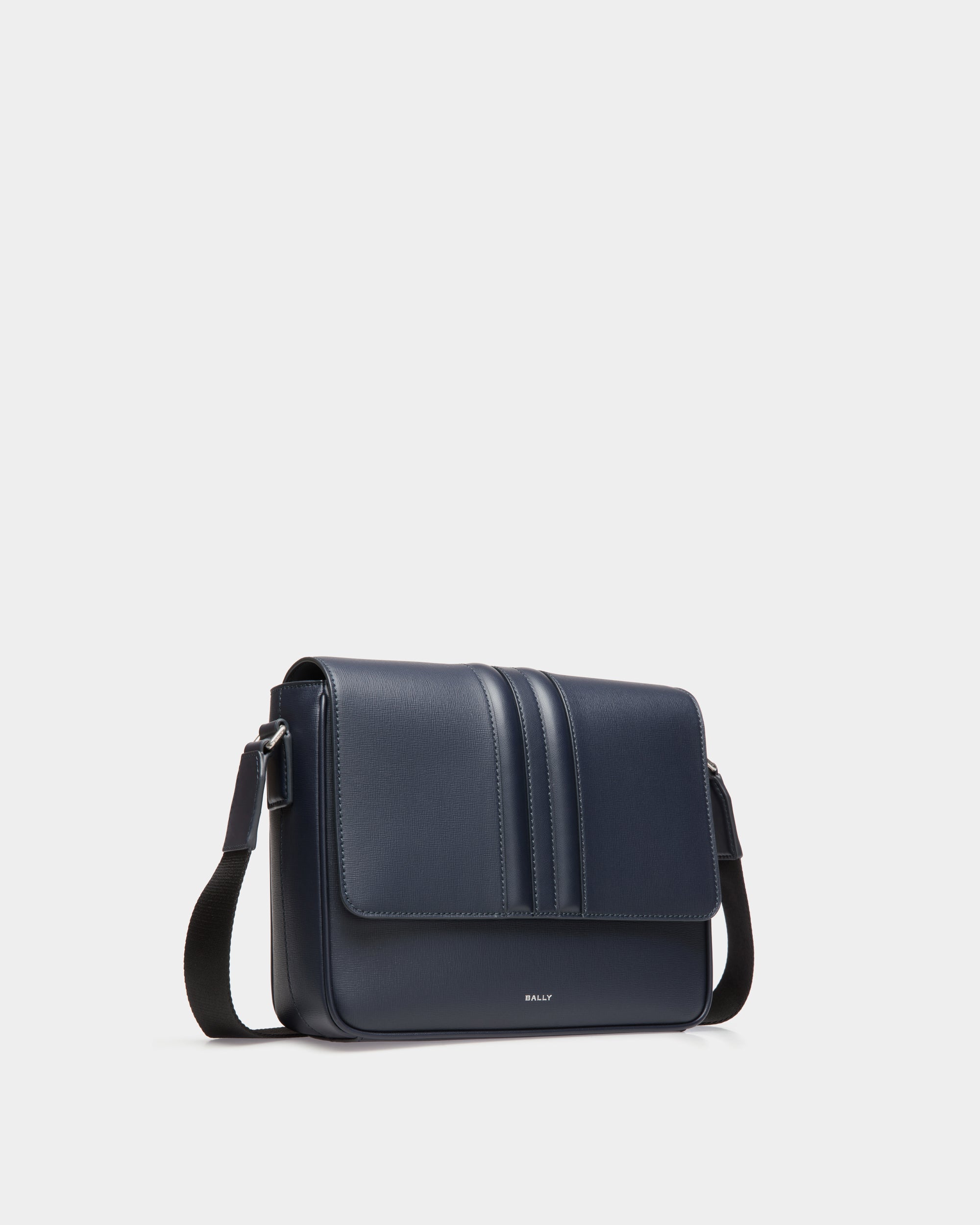 Bally Mythos Crossbody Bag in Navy Blue Recycled Leather-in-Navy Blue-3-Bally Outlet