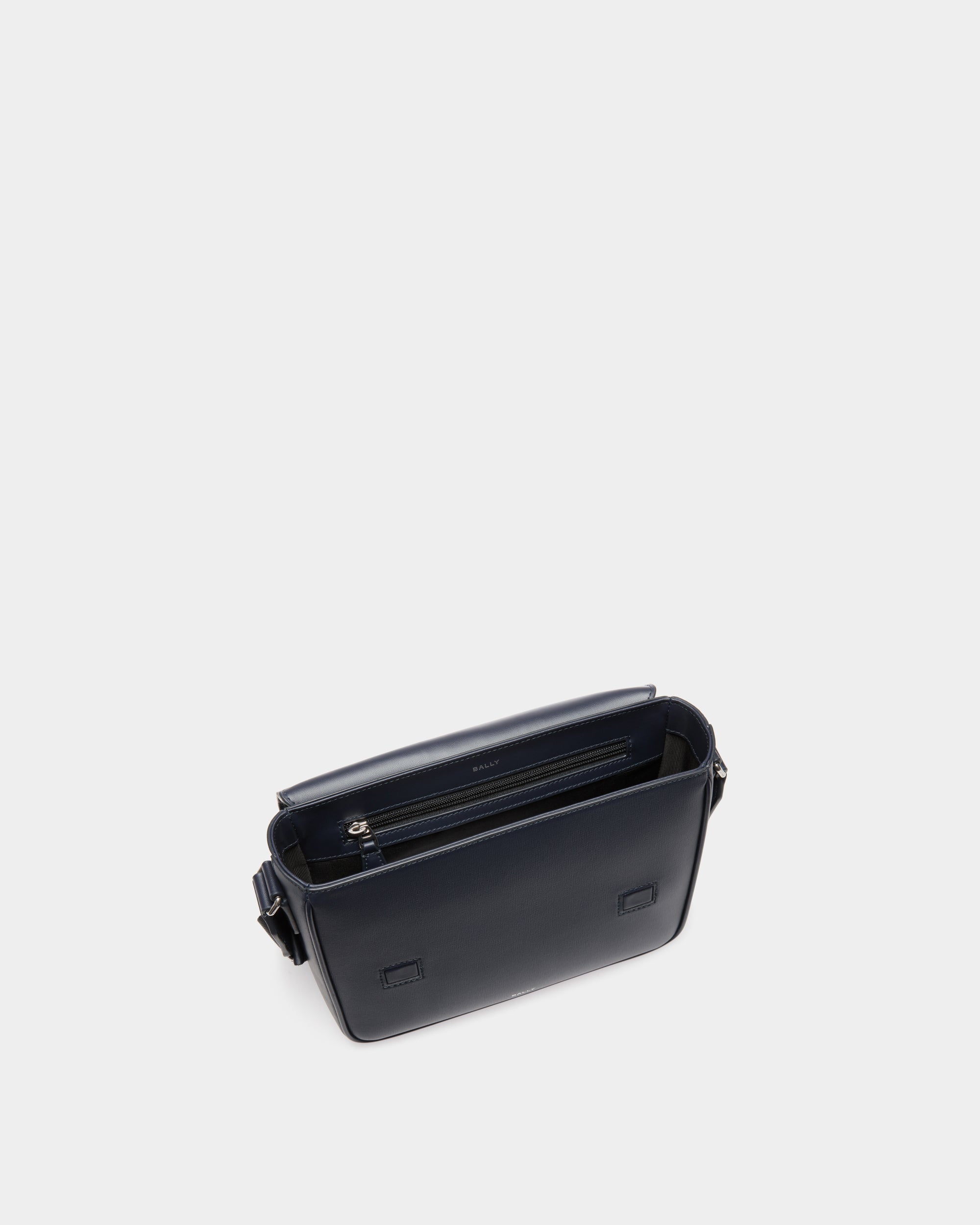 Bally Mythos Crossbody Bag in Navy Blue Recycled Leather-in-Navy Blue-4-Bally Outlet