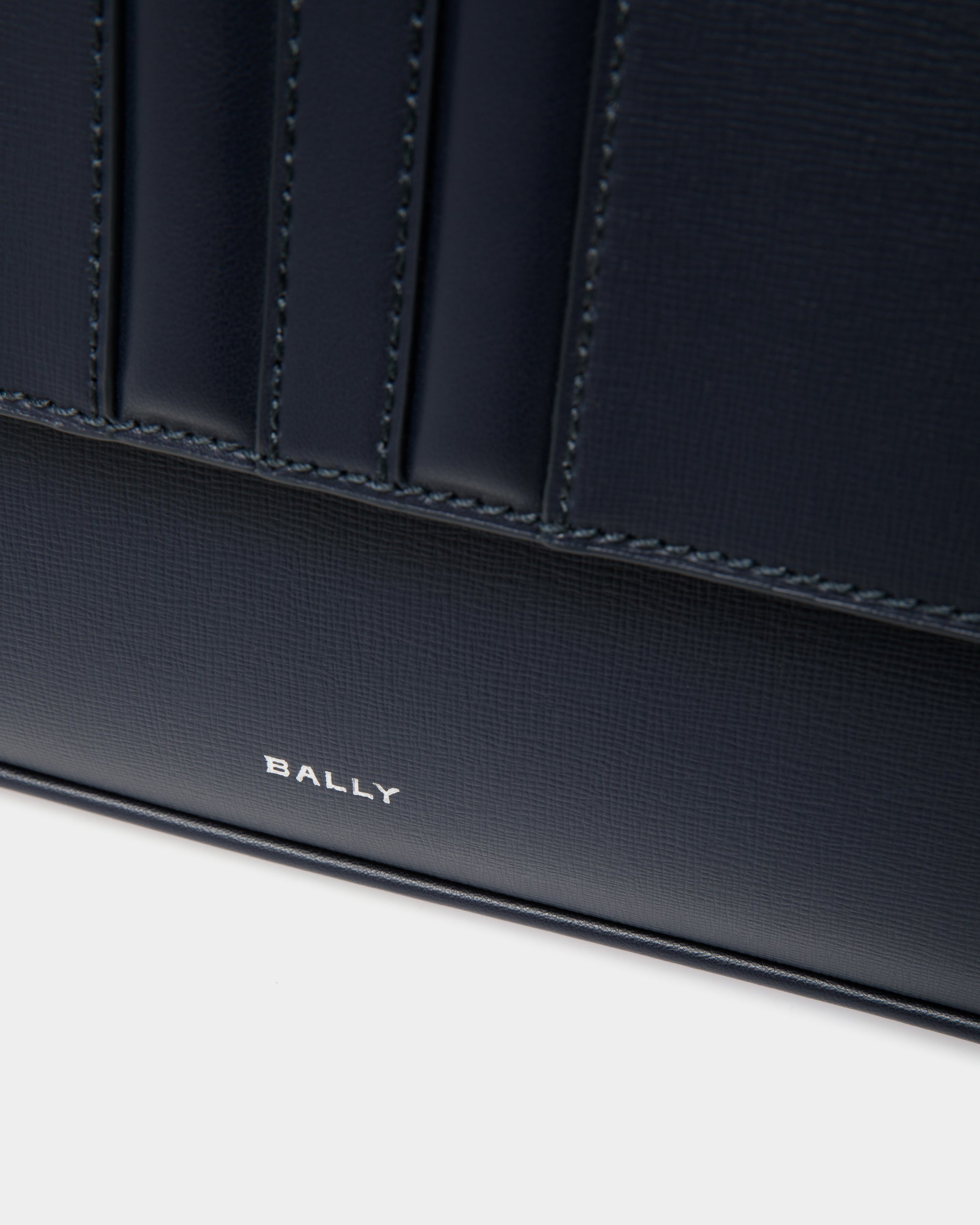 Bally Mythos Crossbody Bag in Navy Blue Recycled Leather-in-Navy Blue-5-Bally Outlet