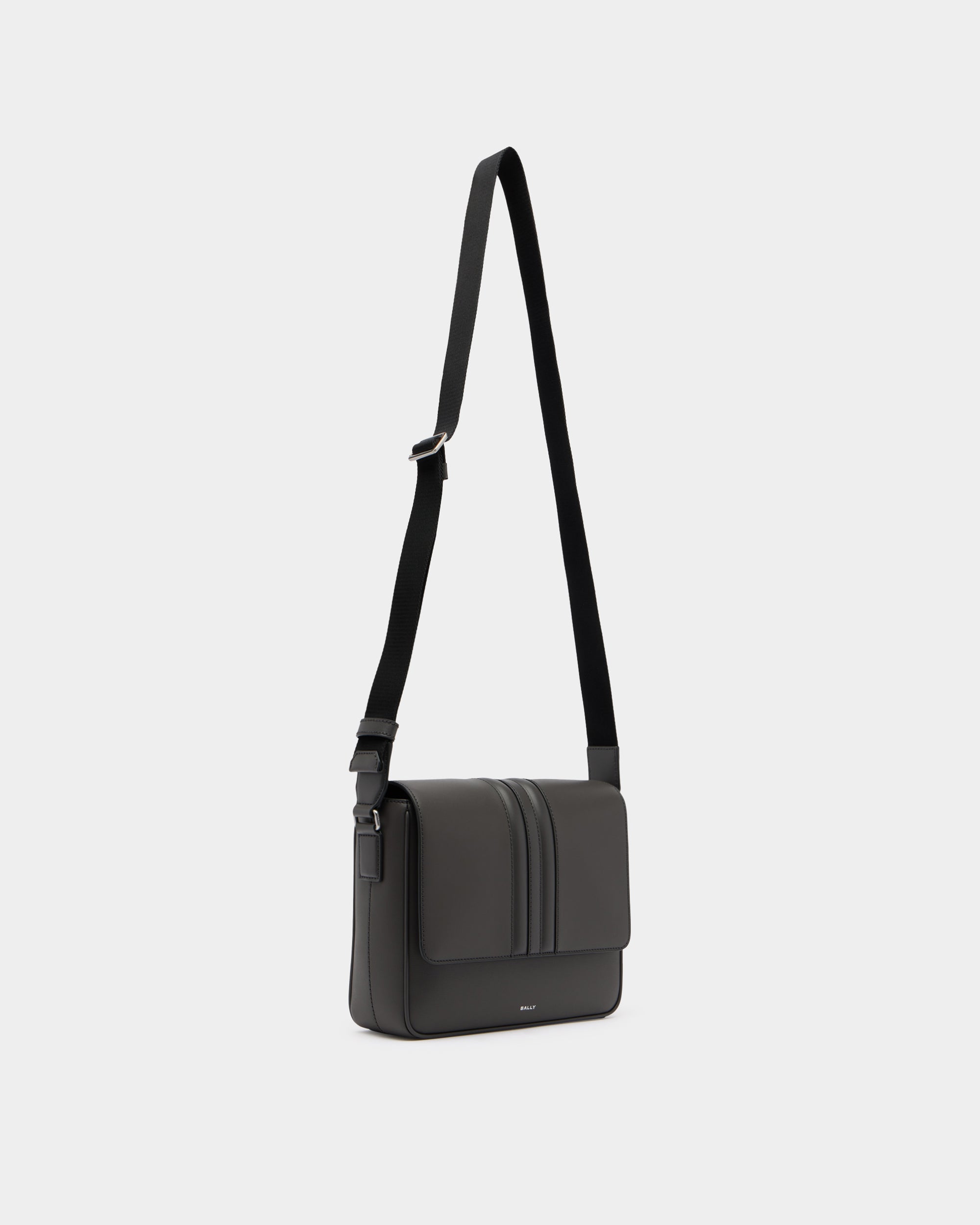 Bally Mythos Crossbody Bag in Grey Recycled Leather-in-Grey-3-Bally Outlet
