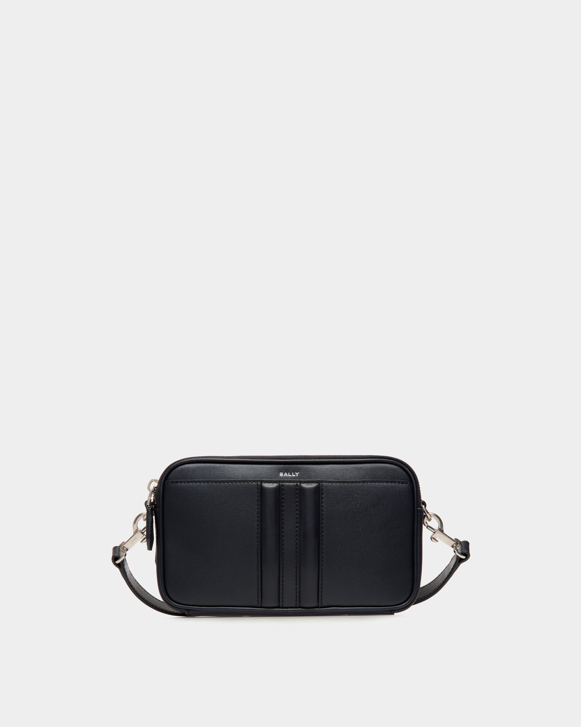 Bally Mythos Crossbody Bag in Navy Blue Recycled Leather-in-Navy Blue-1-Bally Outlet