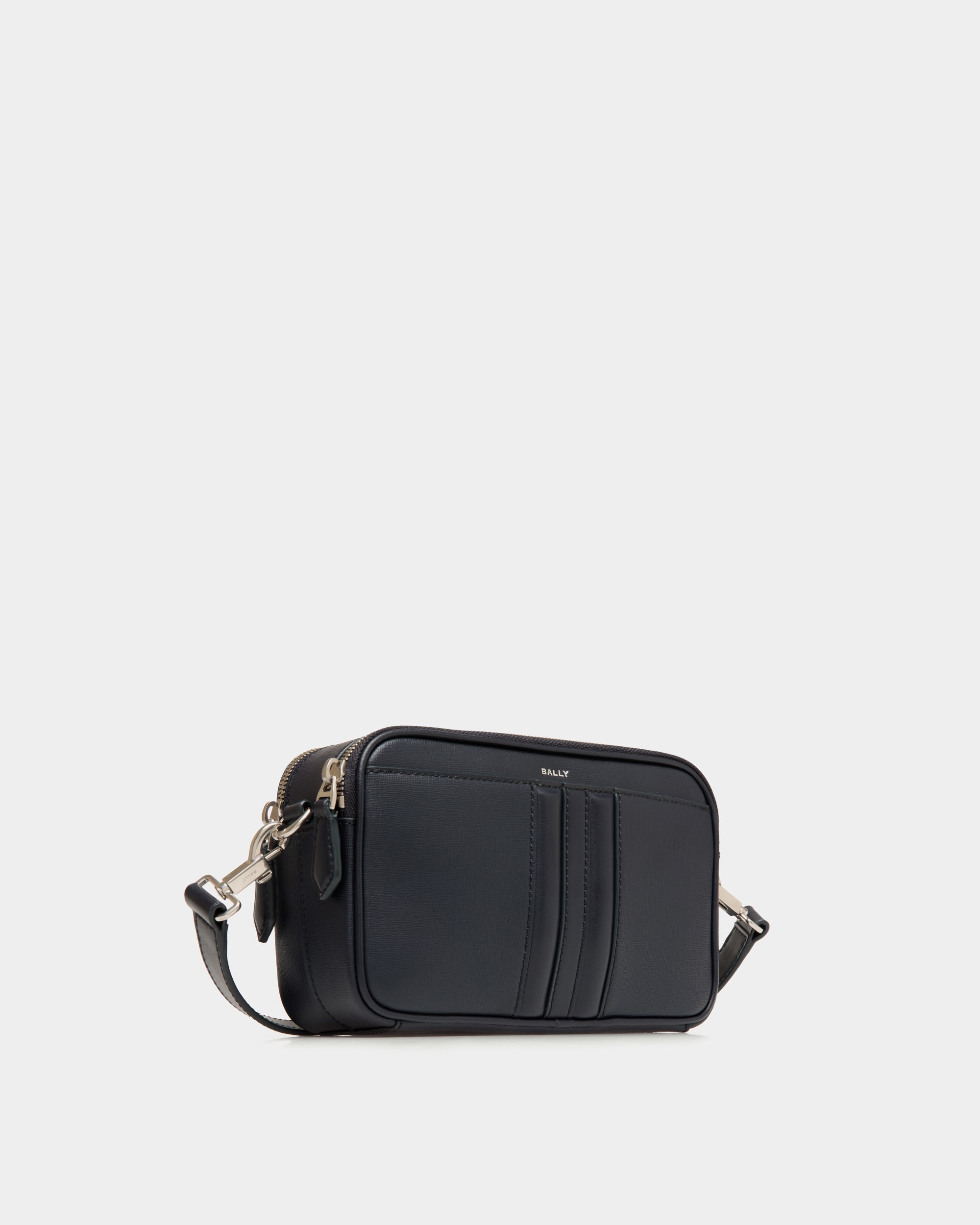 Bally Mythos Crossbody Bag in Navy Blue Recycled Leather-in-Navy Blue-3-Bally Outlet