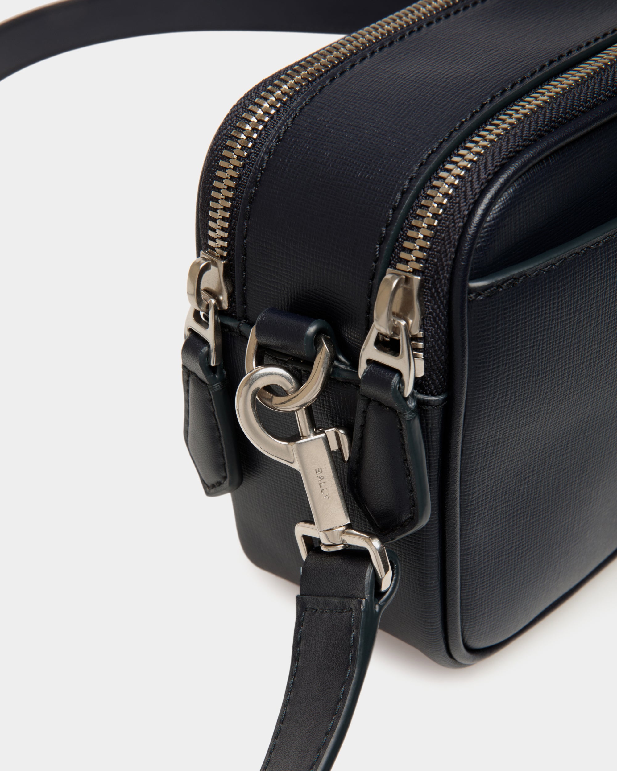 Bally Mythos Crossbody Bag in Navy Blue Recycled Leather-in-Navy Blue-4-Bally Outlet