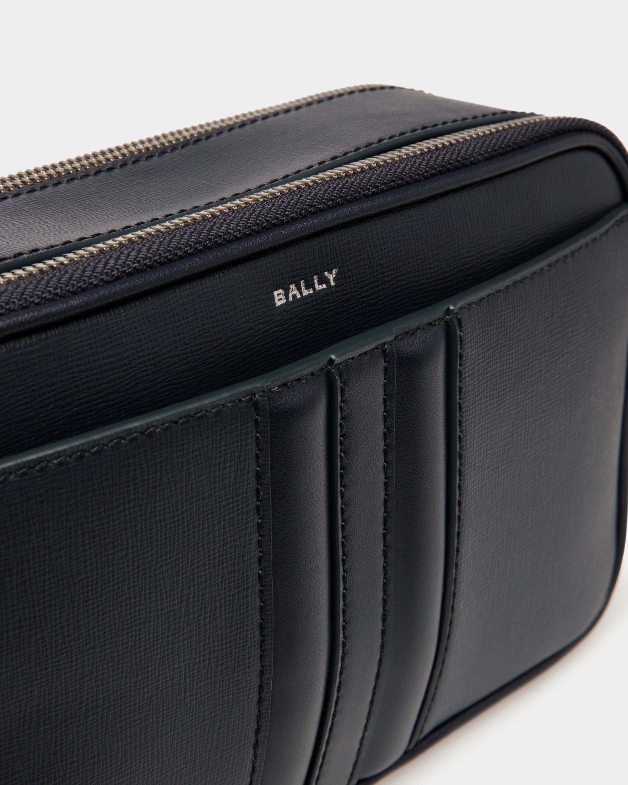 Bally Mythos Crossbody Bag in Navy Blue Recycled Leather-in-Navy Blue-5-Bally Outlet