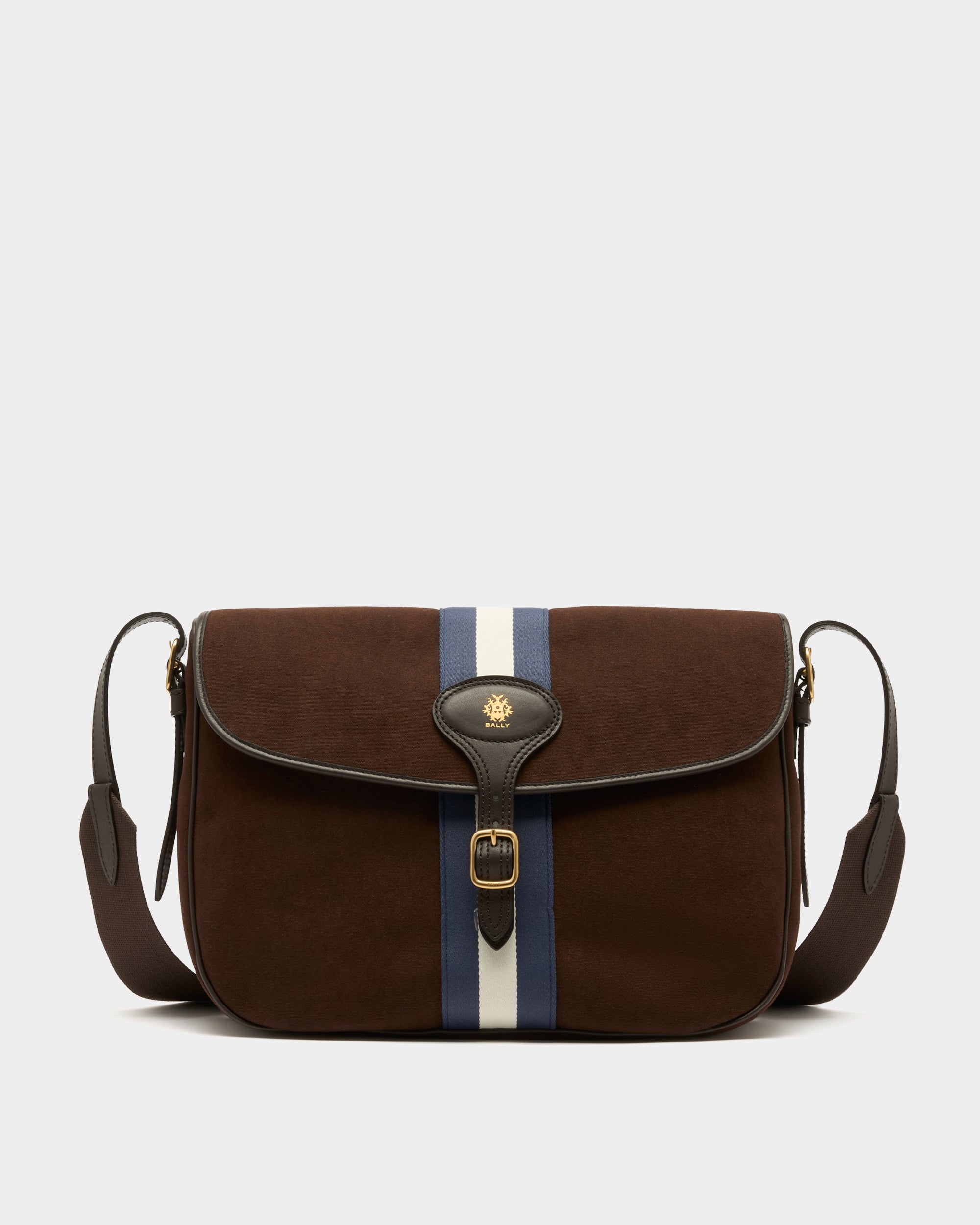 Bally Beckett Crossbody Bag in Brown Cotton Canvas-in-Brown-1-Bally Outlet