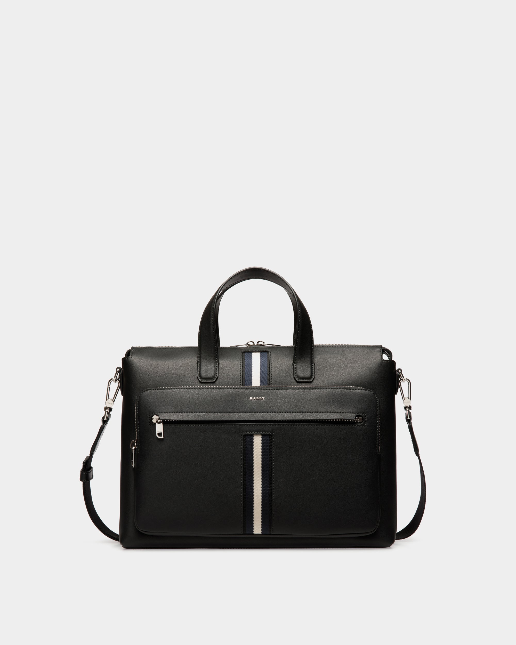 Bally Briefcase in Black Leather-in-Black-1-Bally Outlet