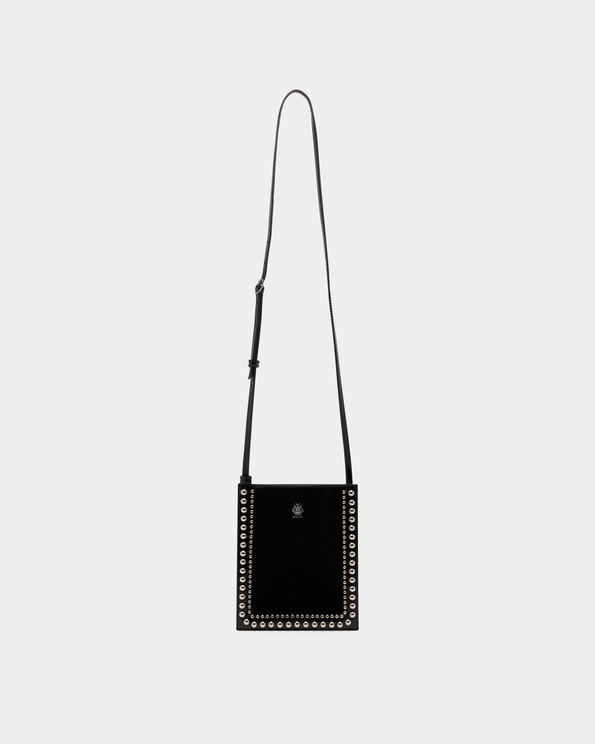 Bally Beckett Leather Mini Crossbody Bag with Studs in Black-in-Black-1-Bally Outlet