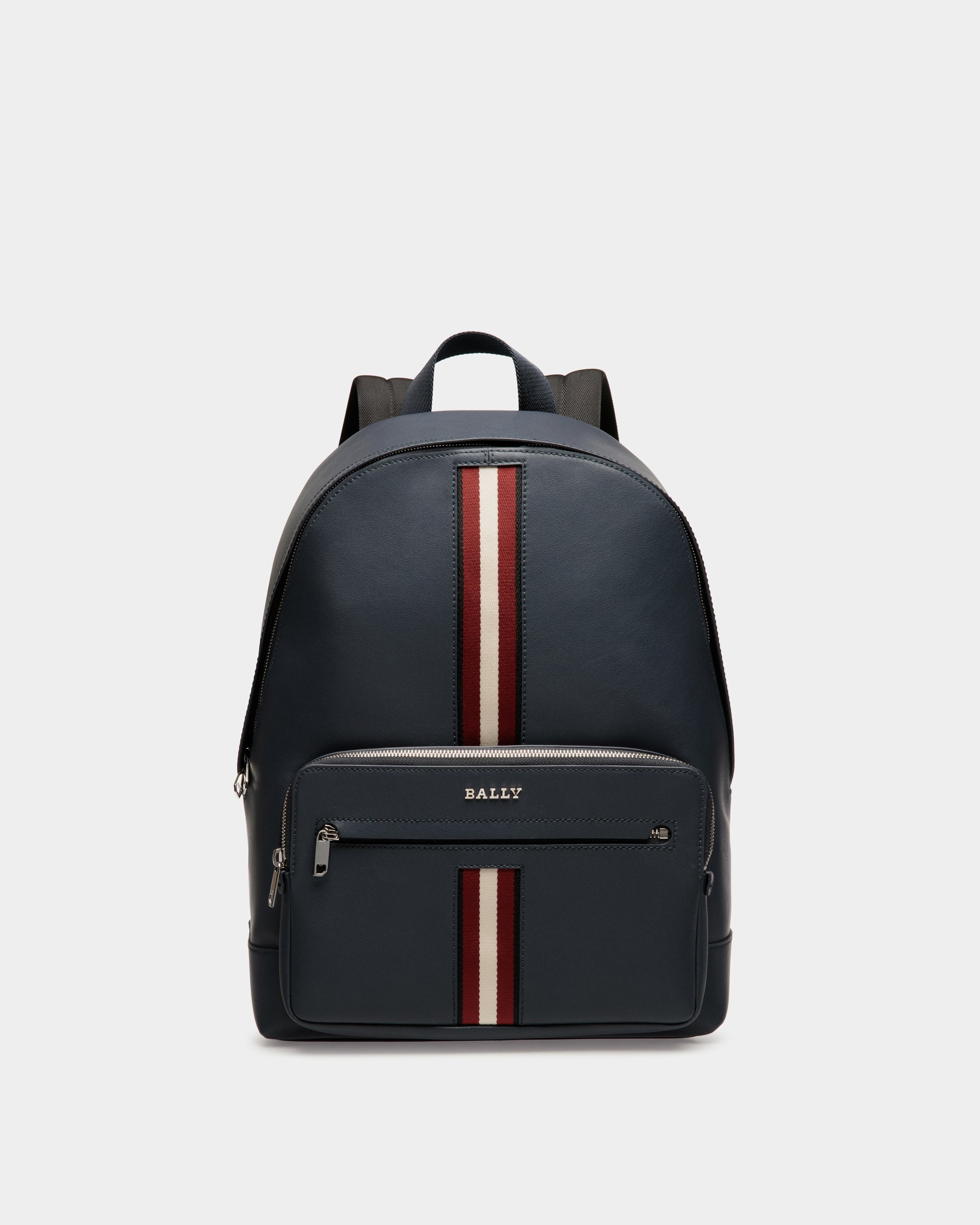 bally men's leather backpack Brown Ray in Chocolate Bally backpack in calf leather with allover logo print Leather Backpack by Bally |