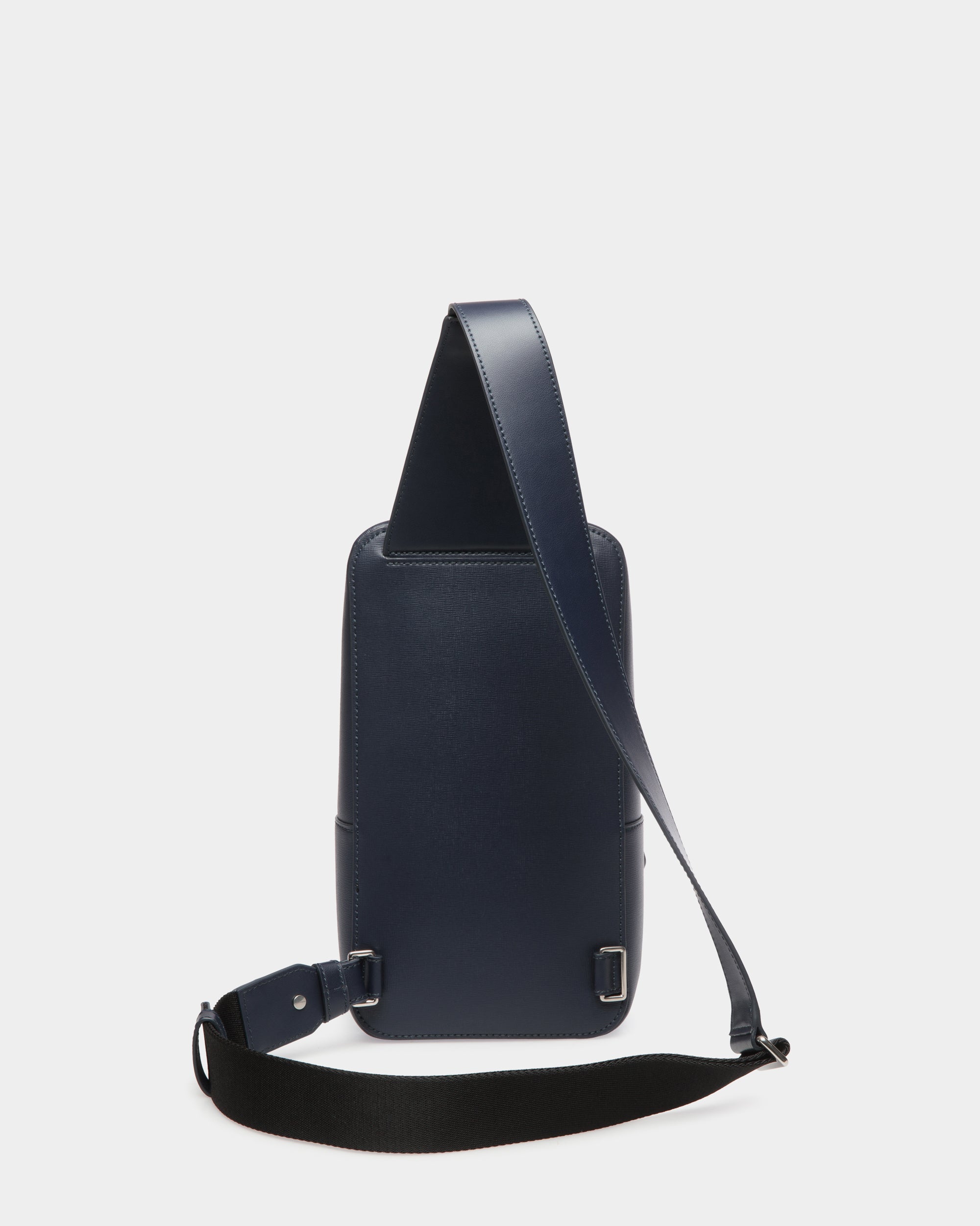 Bally Mythos Backpack in Navy Blue Recycled Leather-in-Navy Blue-2-Bally Outlet