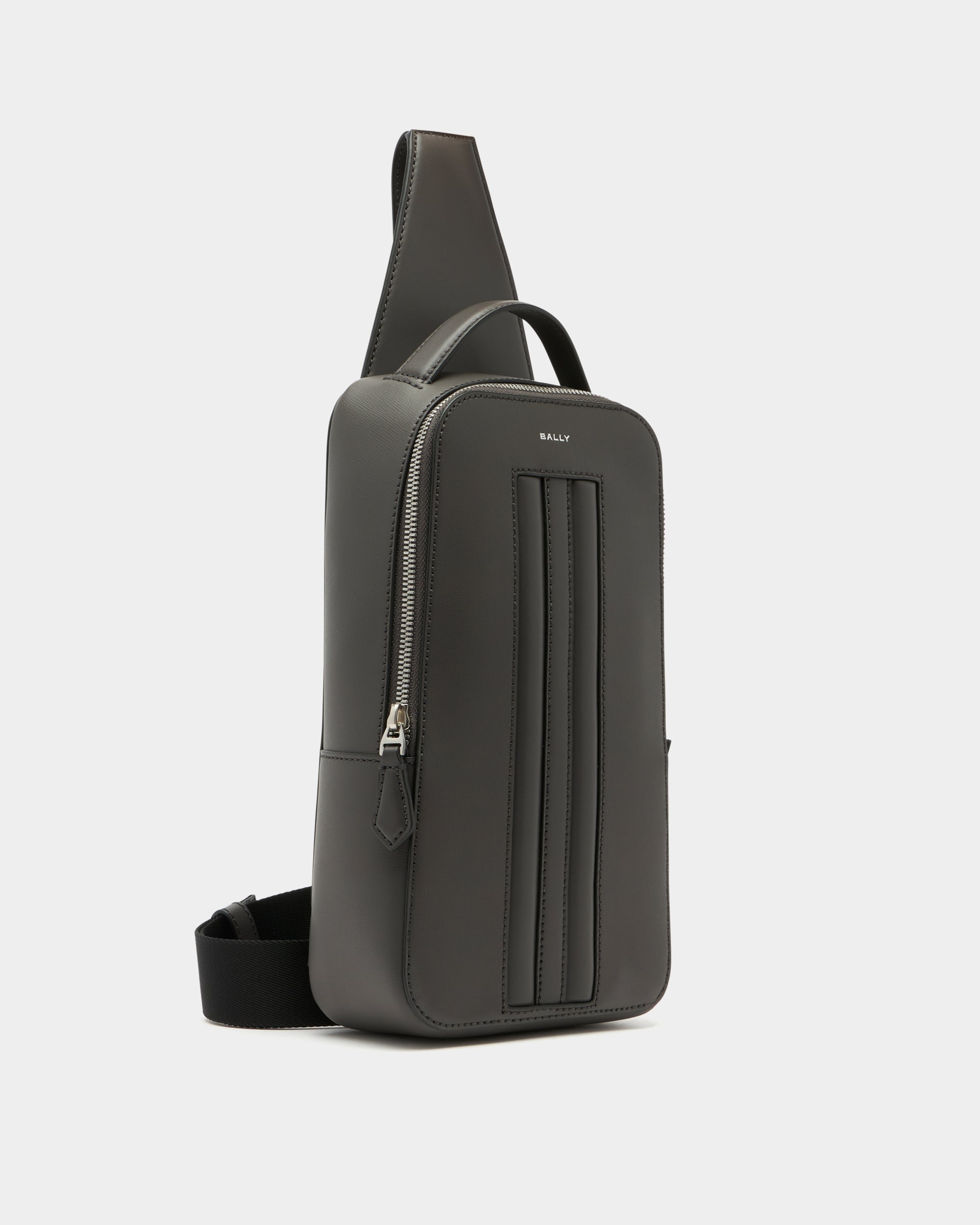 Bally Mythos Sling Bag in Grey Recycled Leather-in-Grey-2-Bally Outlet