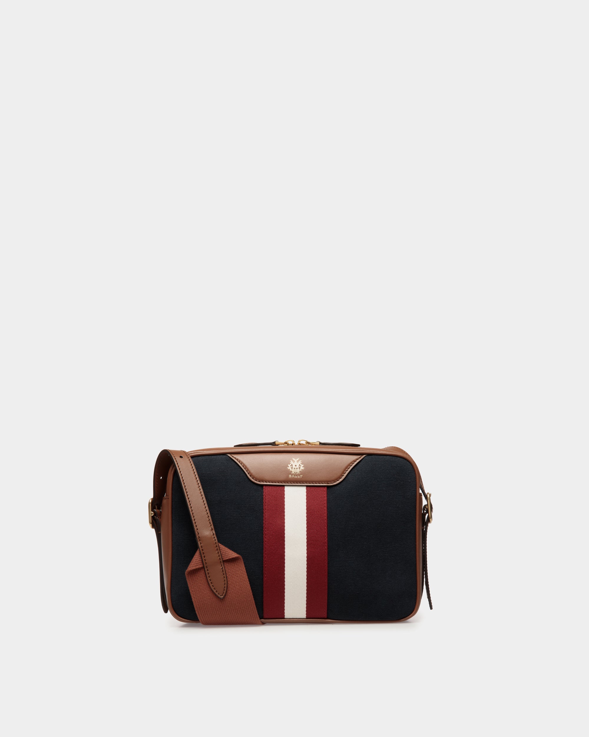 Bally Beckett Crossbody Bag in Cotton Canvas-in-Navy-1-Bally Outlet