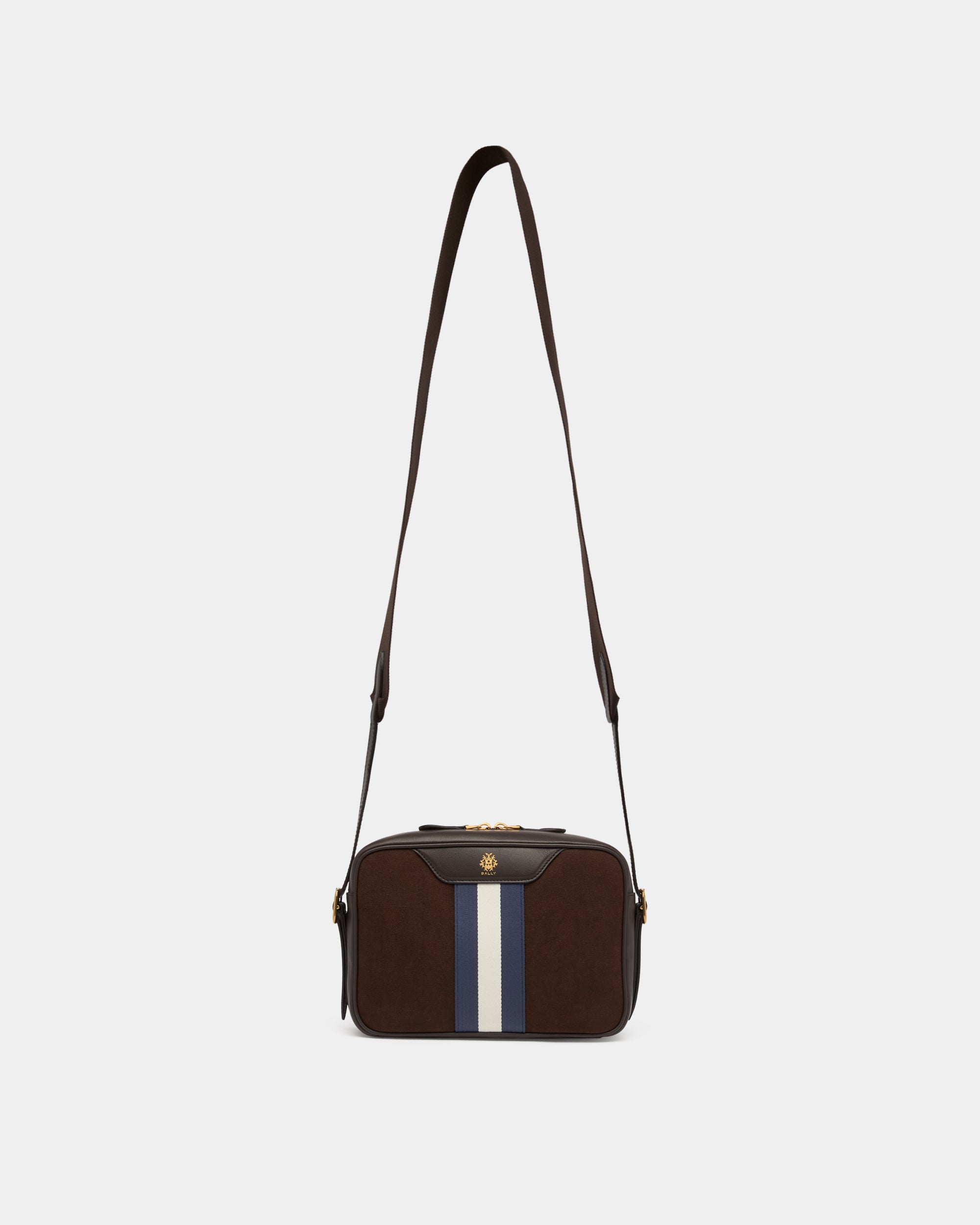 Bally Beckett Tessuto Cotton Canvas Crossbody Bag in Brown-in-Brown-1-Bally Outlet