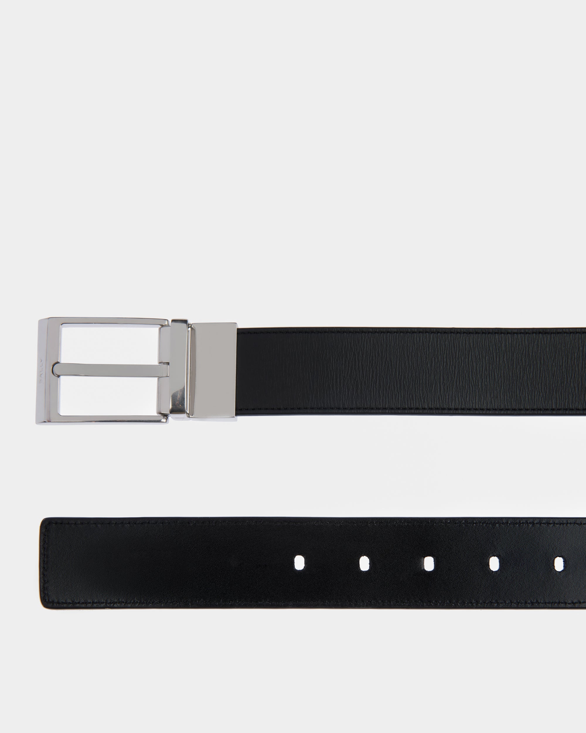 Bally Dress Belt In Black Leather-in-Black-2-Bally Outlet
