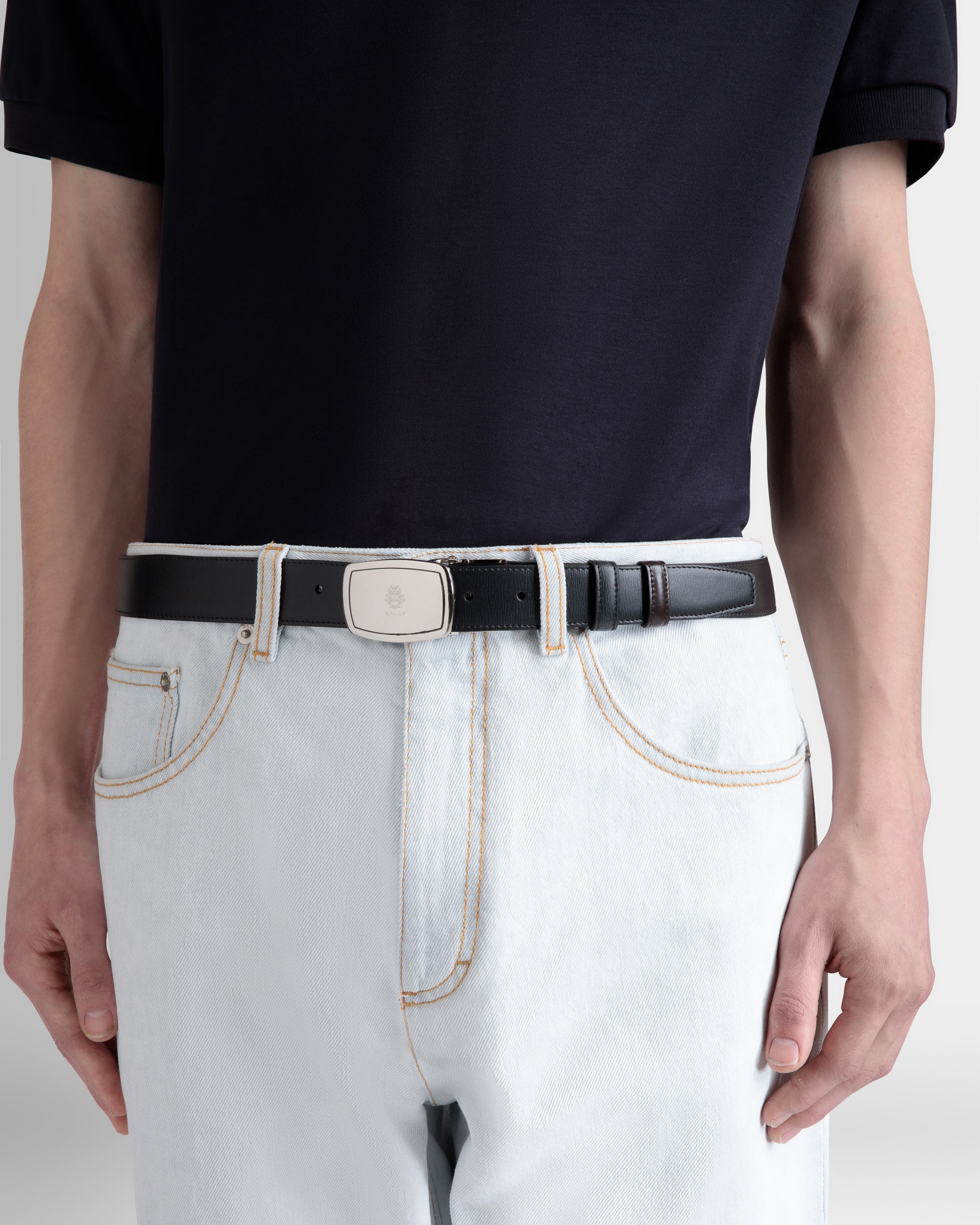 Bally Shiffie 35mm Reversible Belt in Red and White Fabric And Black Leather-in-Multicolor-4-Bally Outlet