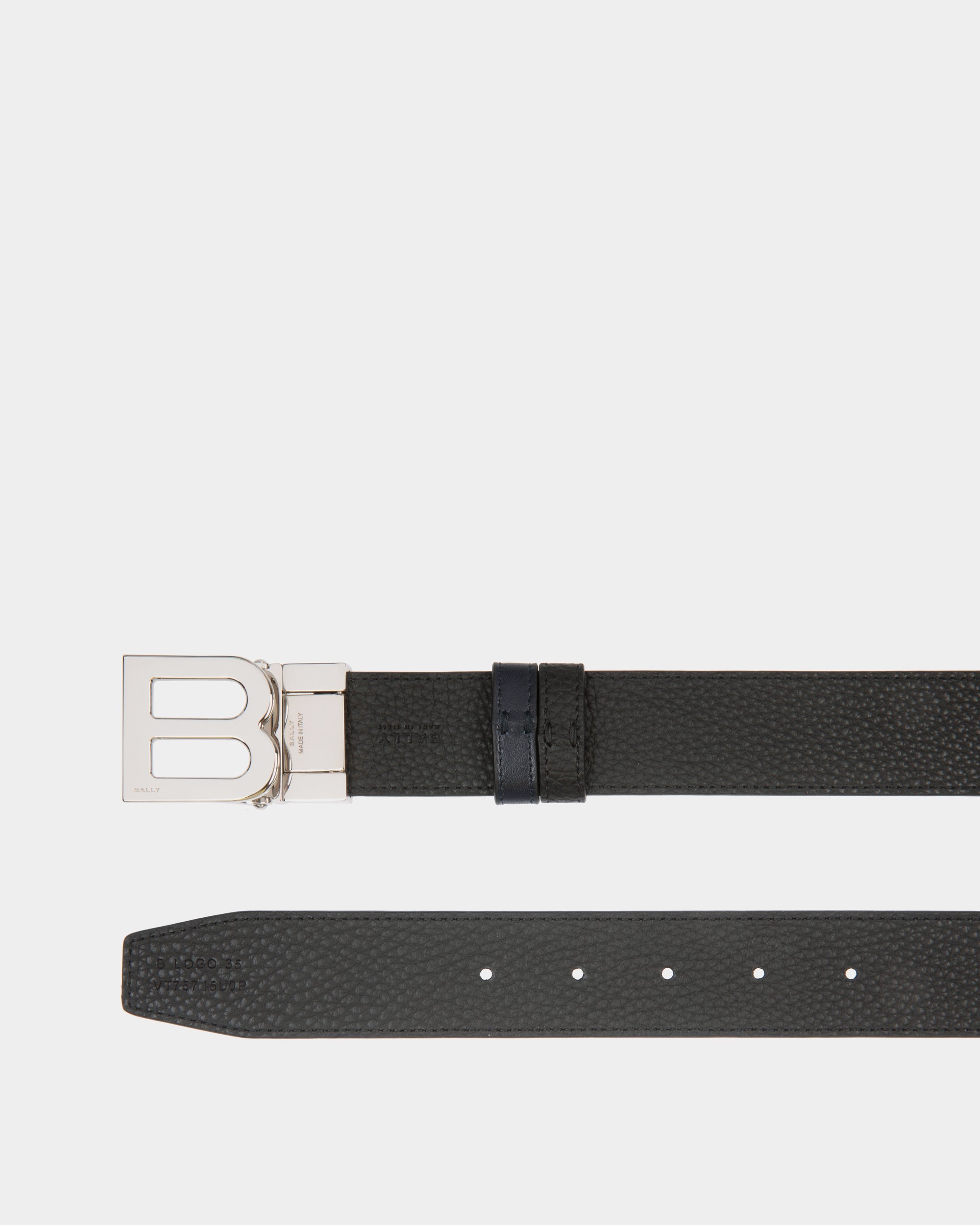 B Logo 35mm Reversible And Adjustable Belt in Navy Blue And Black Leather-6310604-(3)-Bally Indonesia.