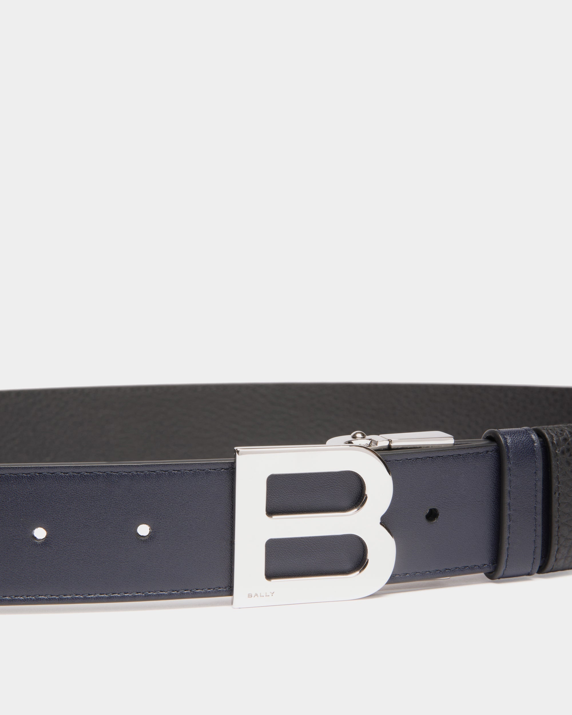 B Logo 35mm Reversible And Adjustable Belt in Navy Blue And Black Leather-6310604-(4)-Bally Indonesia.