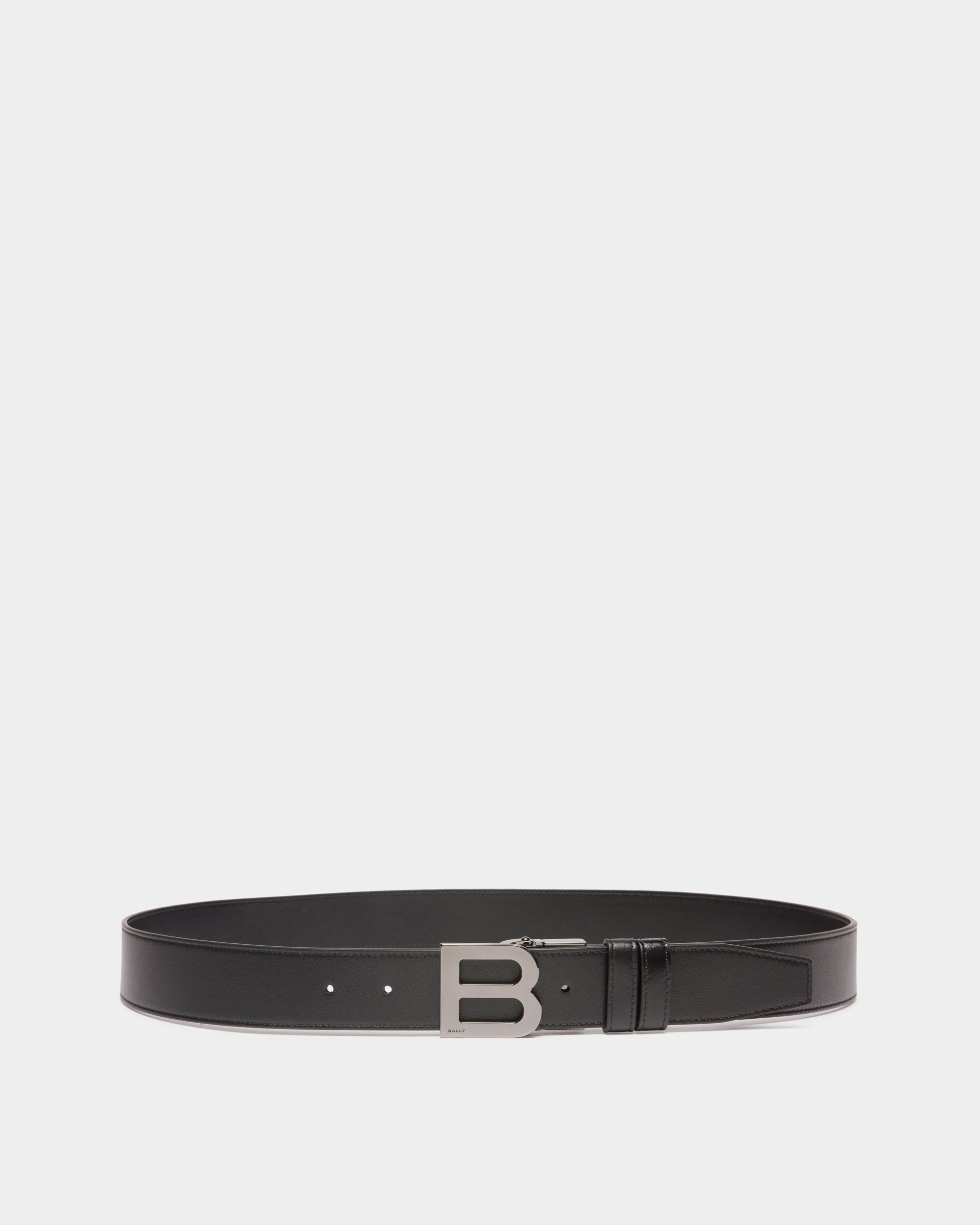 B Logo 35mm Reversible And Adjustable Belt in Black Leather-6310917-(1)-Bally Indonesia.