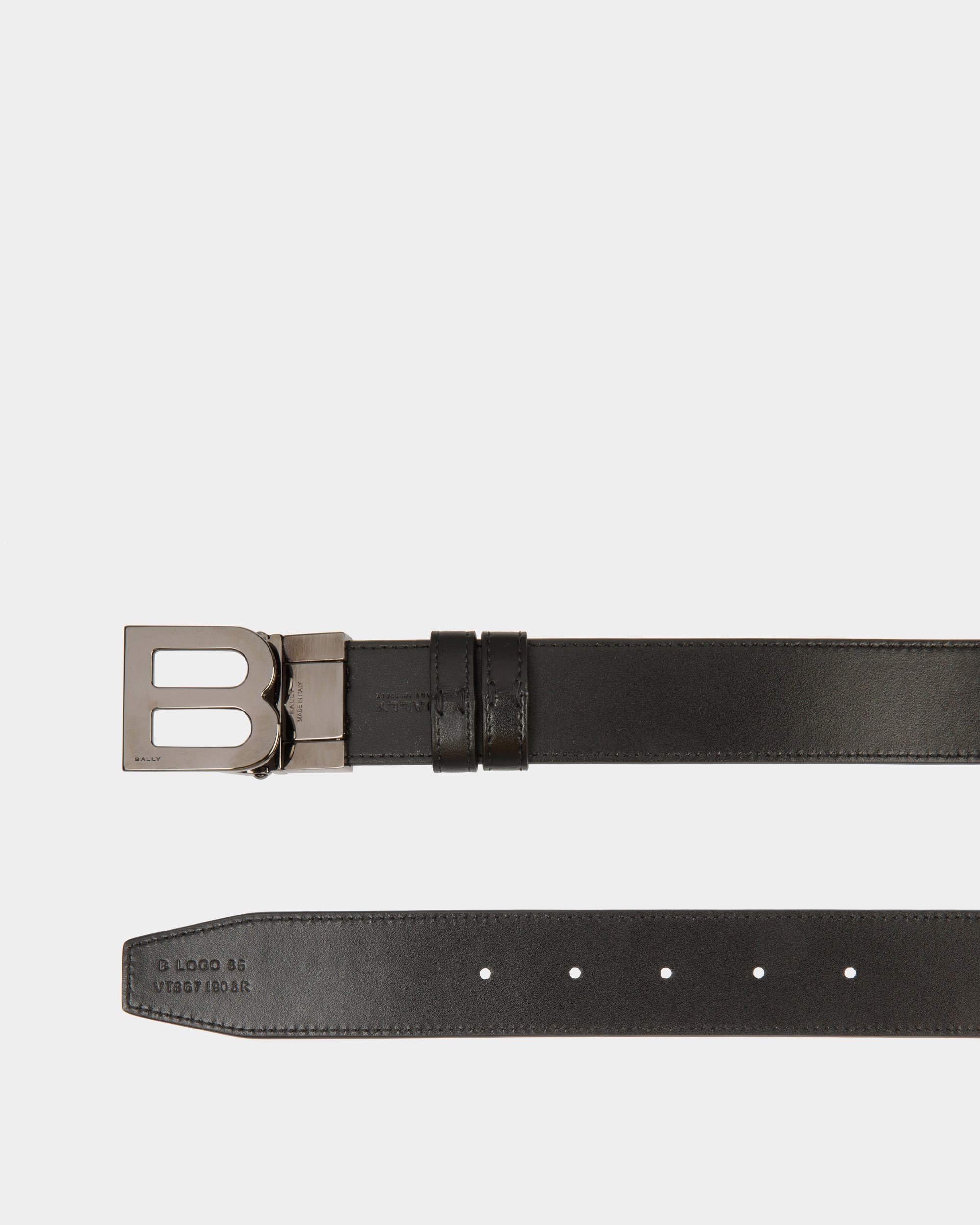B Logo 35mm Reversible And Adjustable Belt in Black Leather-6310917-(3)-Bally Indonesia.